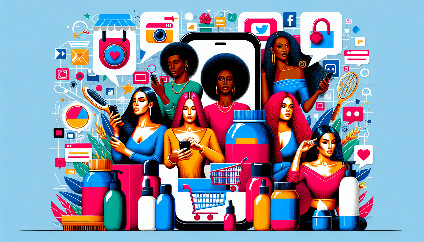 Illustration of influencer commerce showcasing social media shopping trends in 2026.