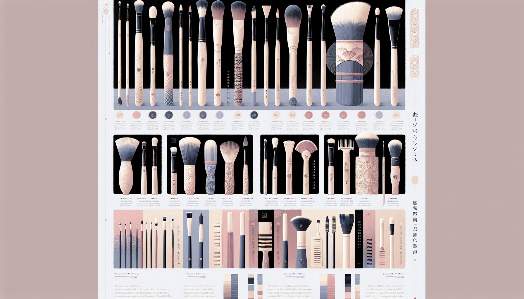 Comparison infographic of KYOGOKU brush types, showcasing illustrations and descriptions.