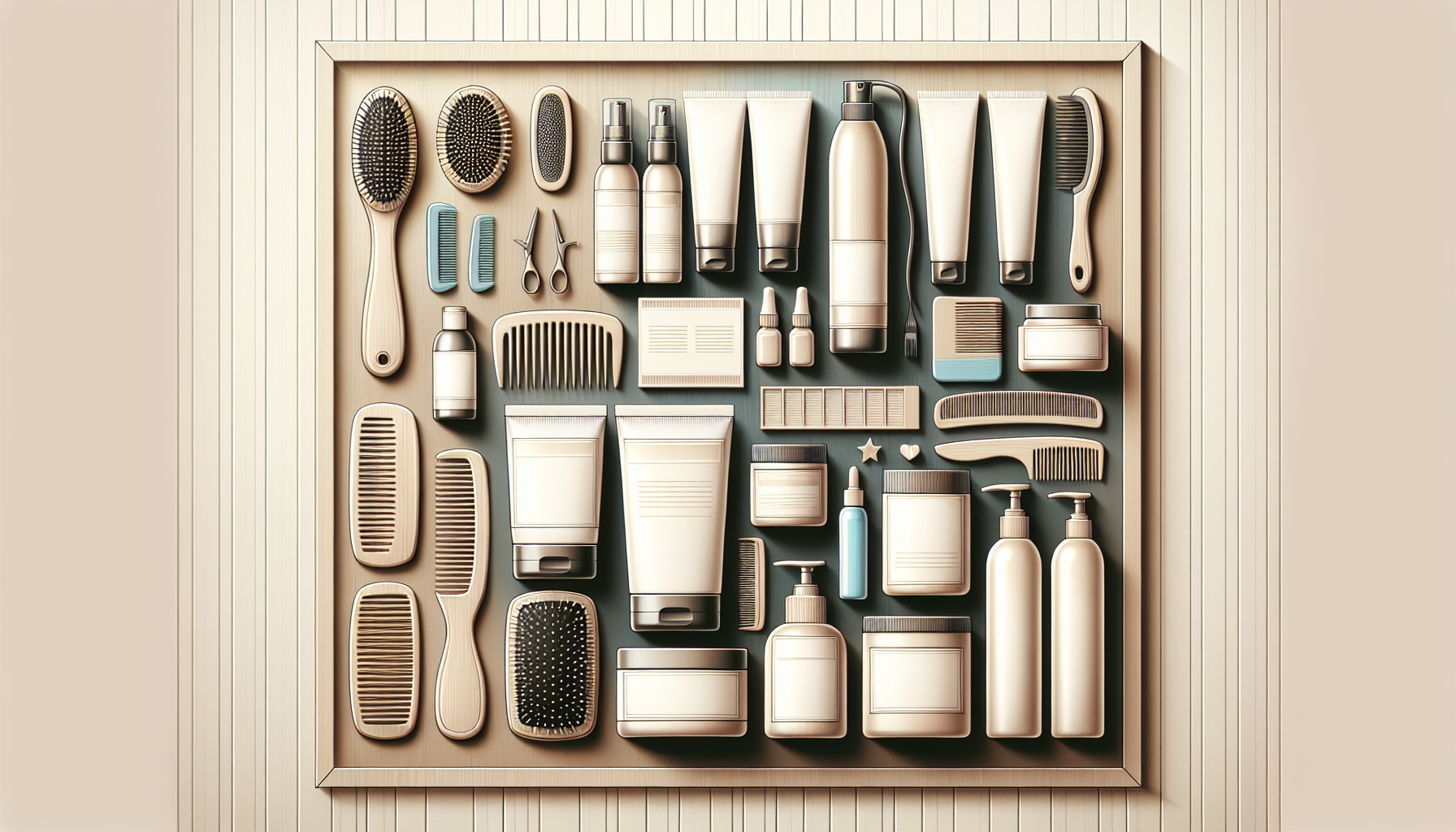 Flatlay of KYOGOKU hair care products including combs and masks.