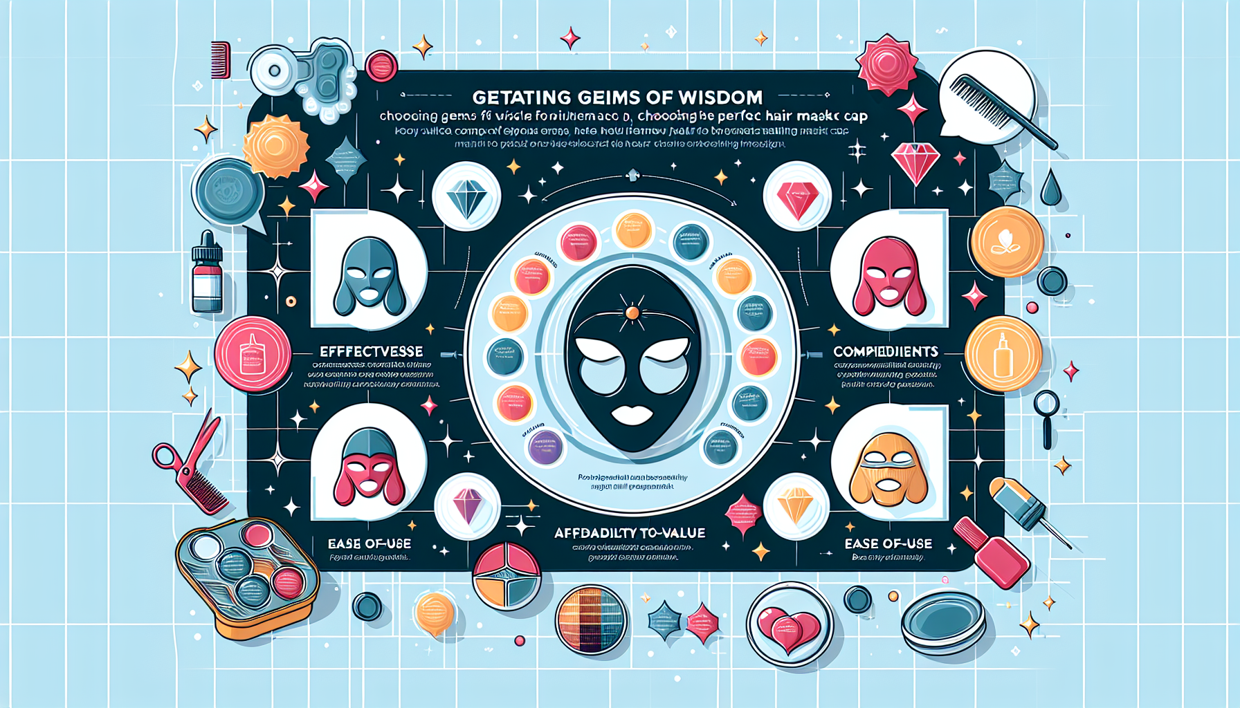 Infographic on how to choose a hair mask cap, highlighting key points like effectiveness and ingredients.