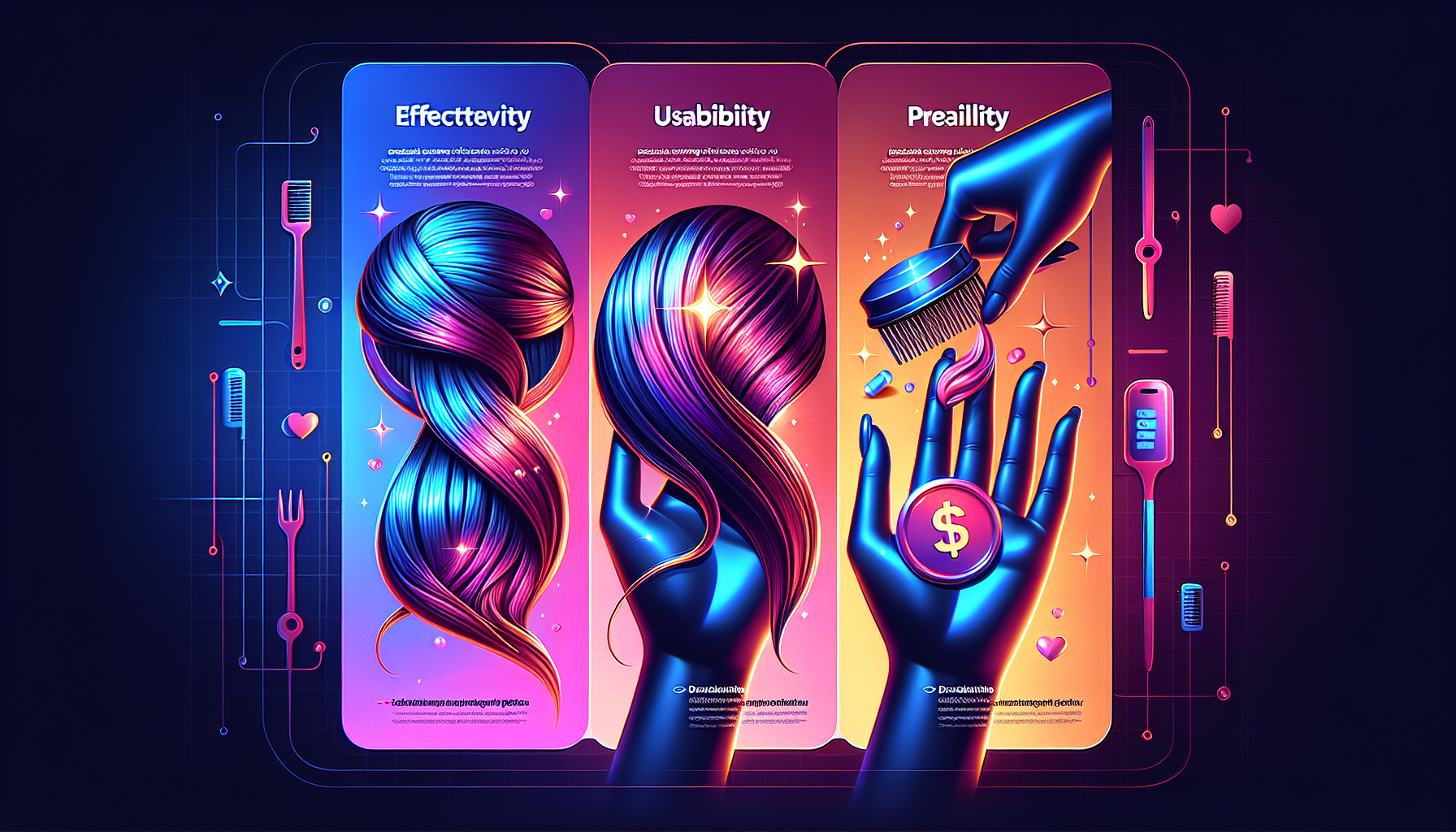 Infographic showing how to choose KYOGOKU hair mask caps based on effectiveness, usability, and price.