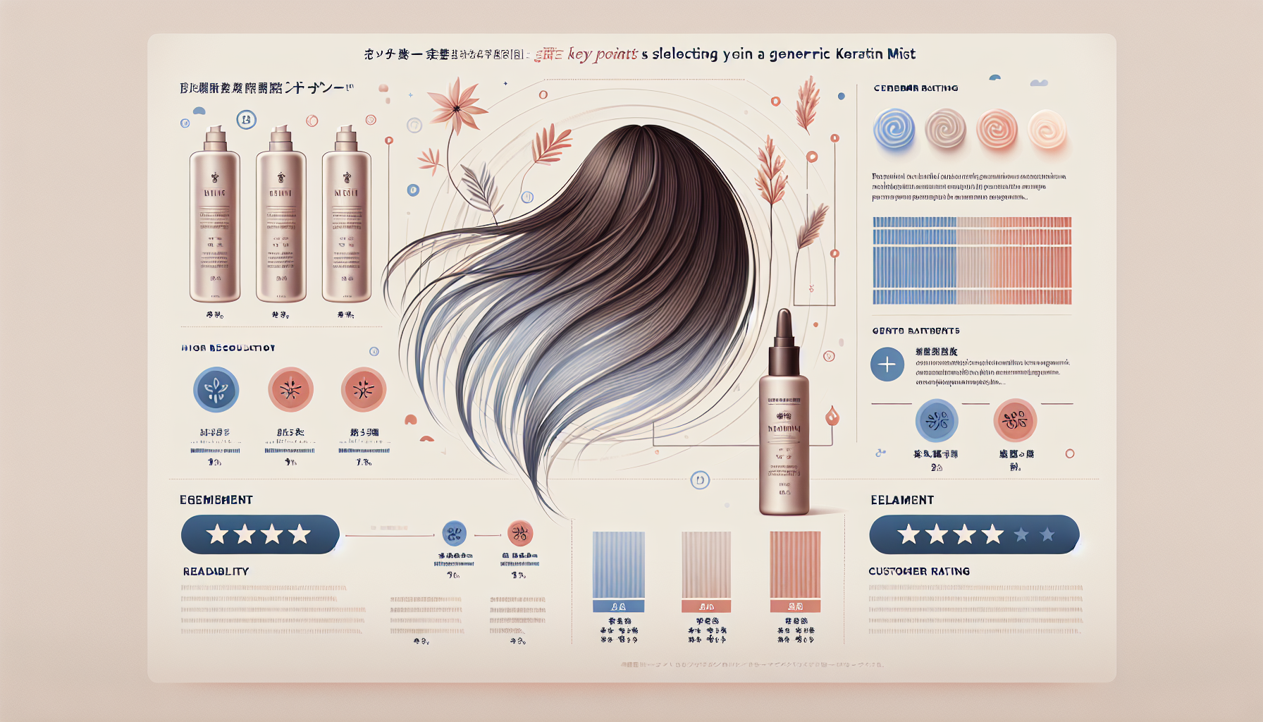 Infographic on how to choose KYOGOKU keratin mist with ingredient and customer review visuals.
