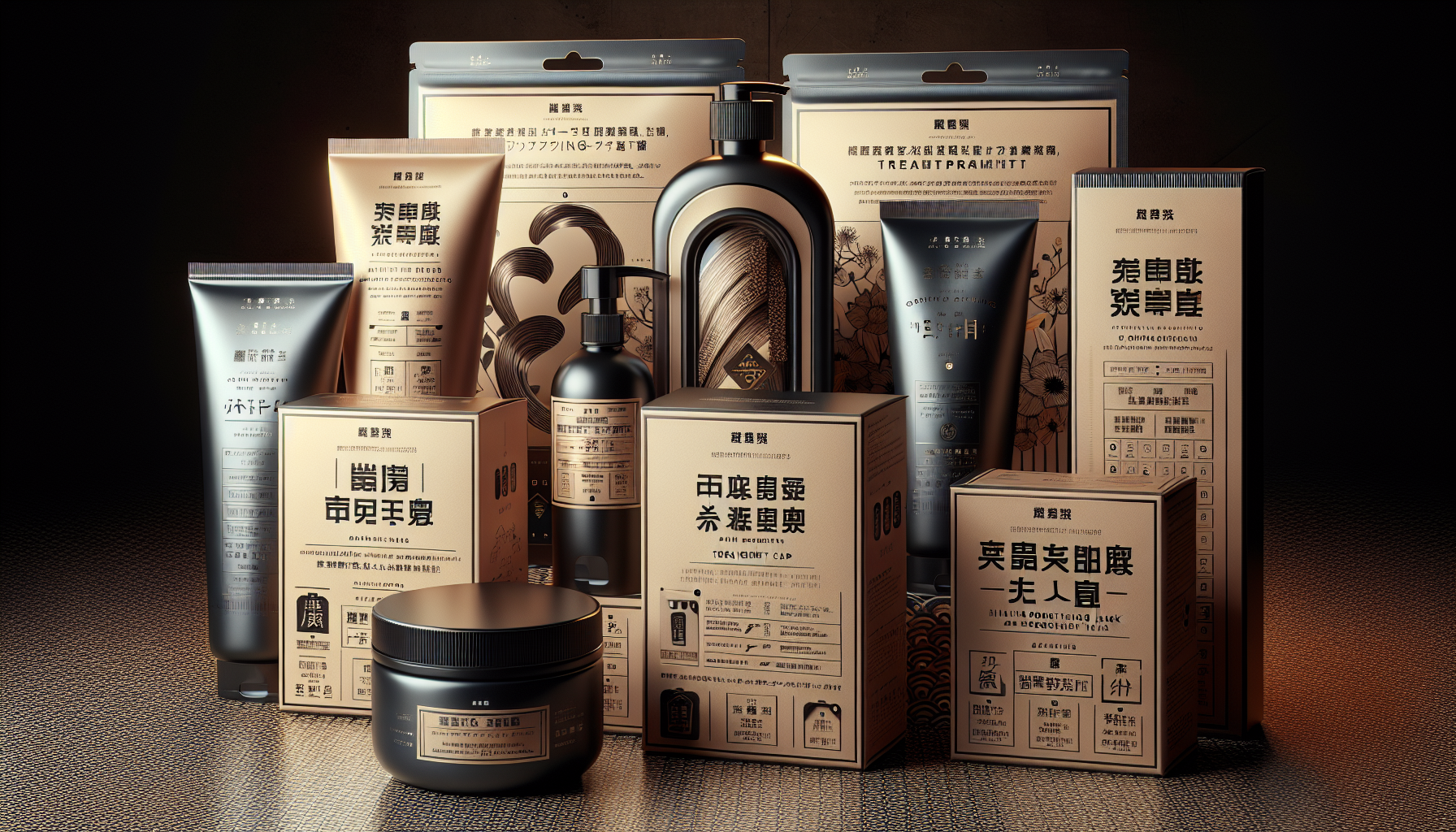 Display of KYOGOKU hair treatment products including a hair mask and treatment cap.