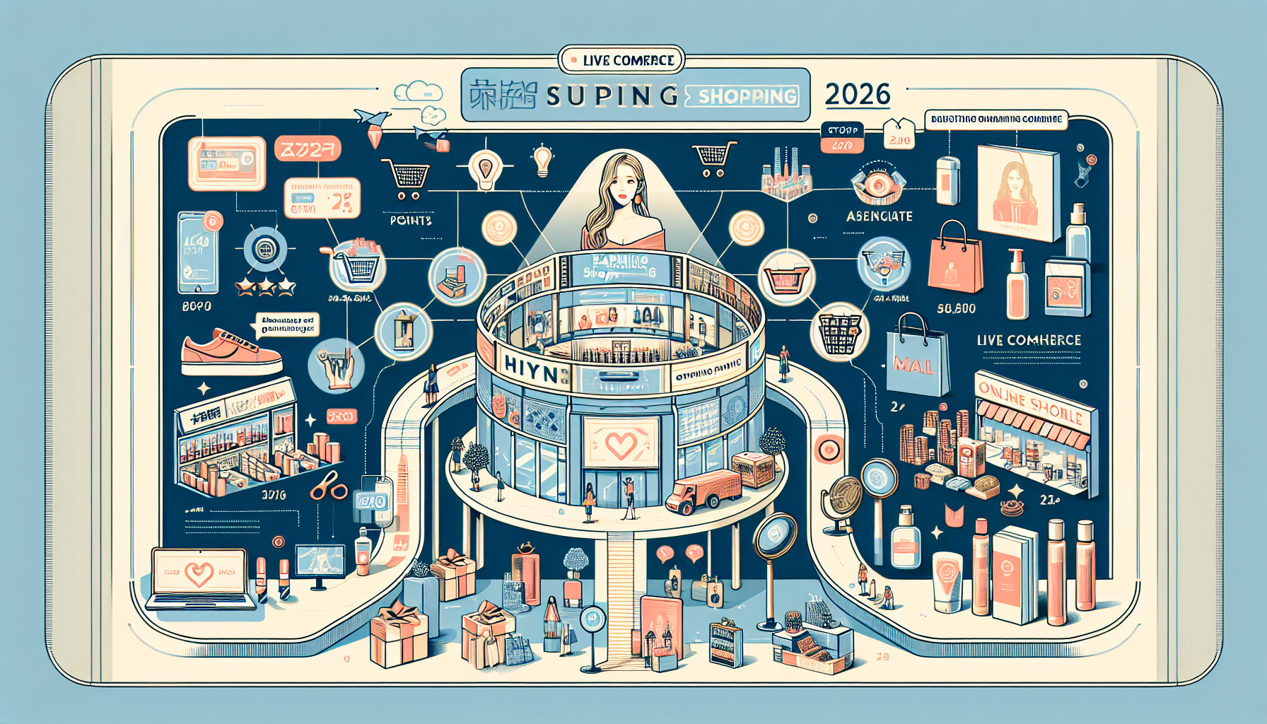 2026 trends in online shopping at LCJ MALL, showcasing point earning, live commerce, and diverse product range.