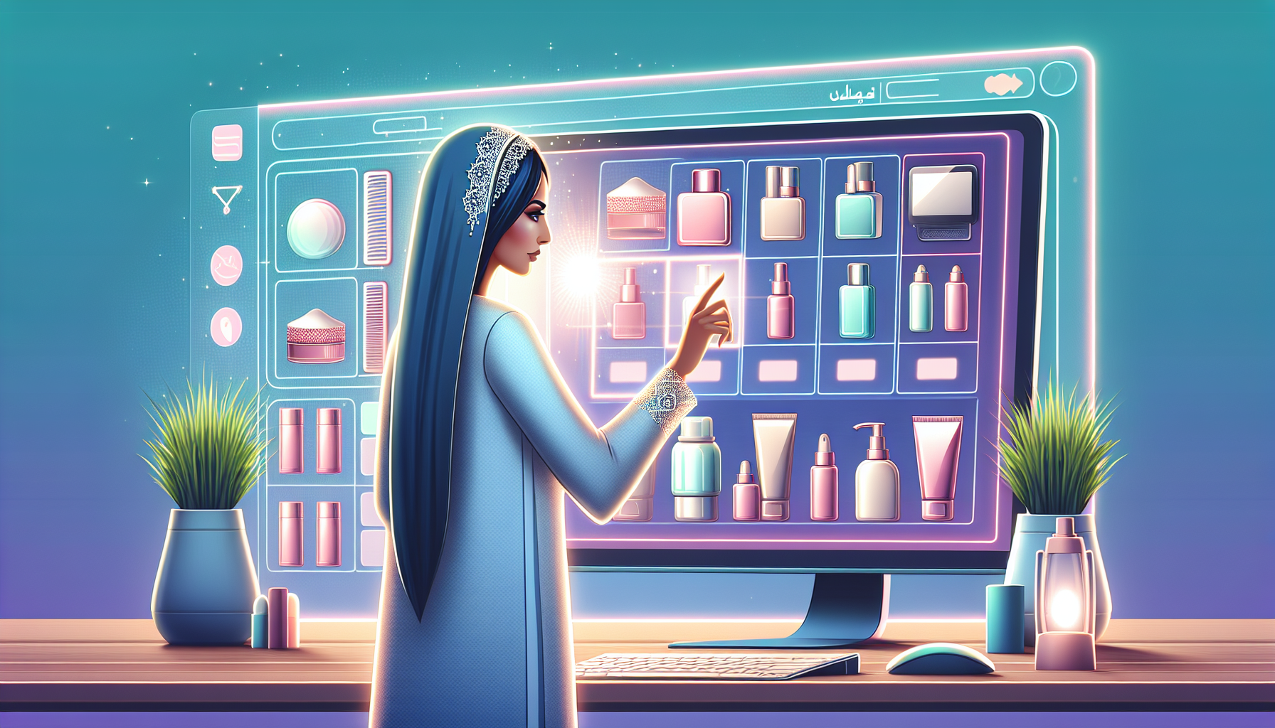 Person selecting products for live commerce in a modern digital shopping environment.
