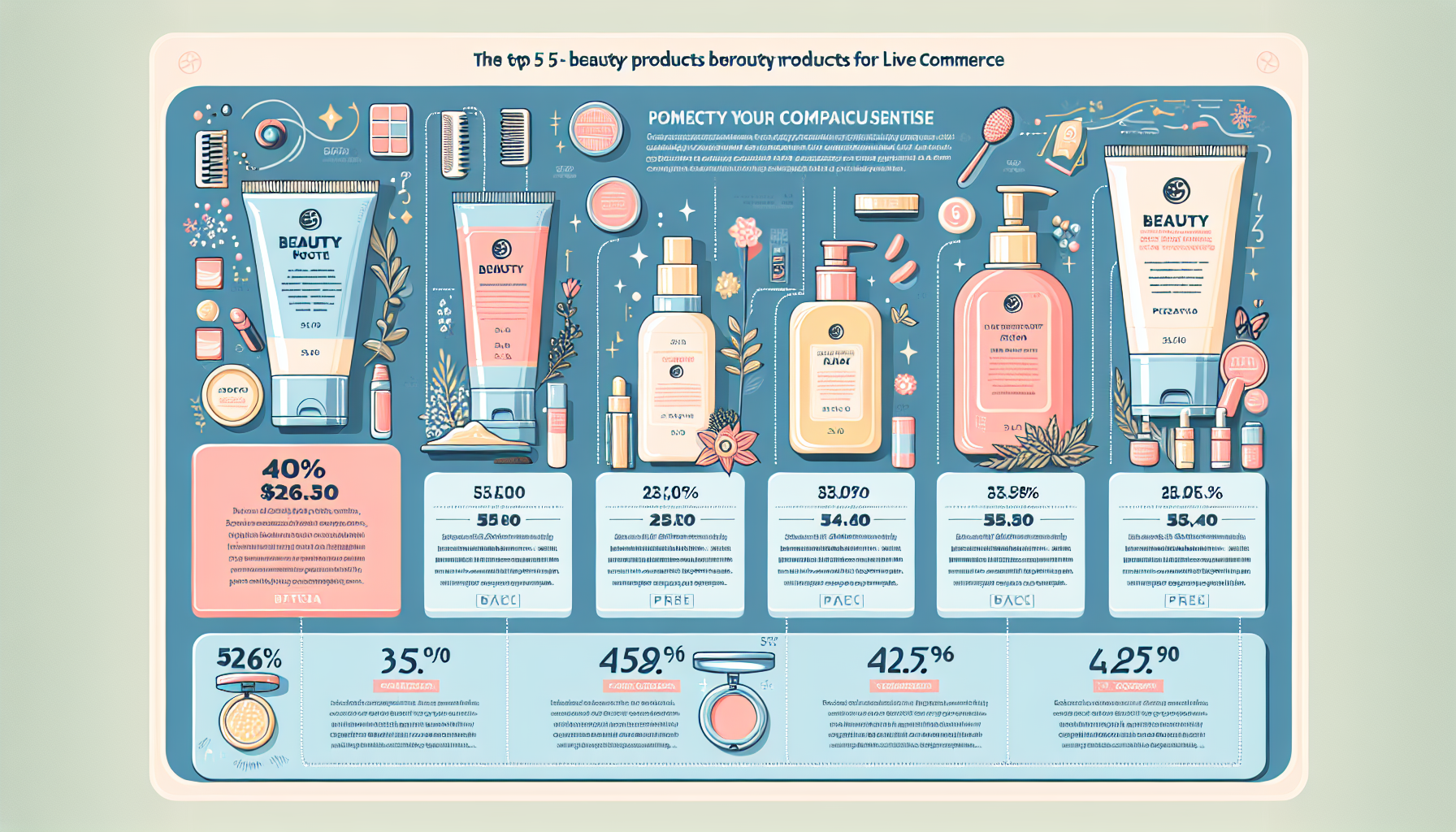 Infographic comparing the top 5 beauty products for live commerce in 2026.