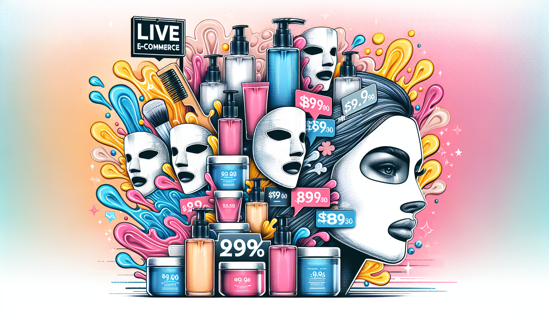 Collage of popular live commerce products from LCJ MALL including facial masks and hair masks.