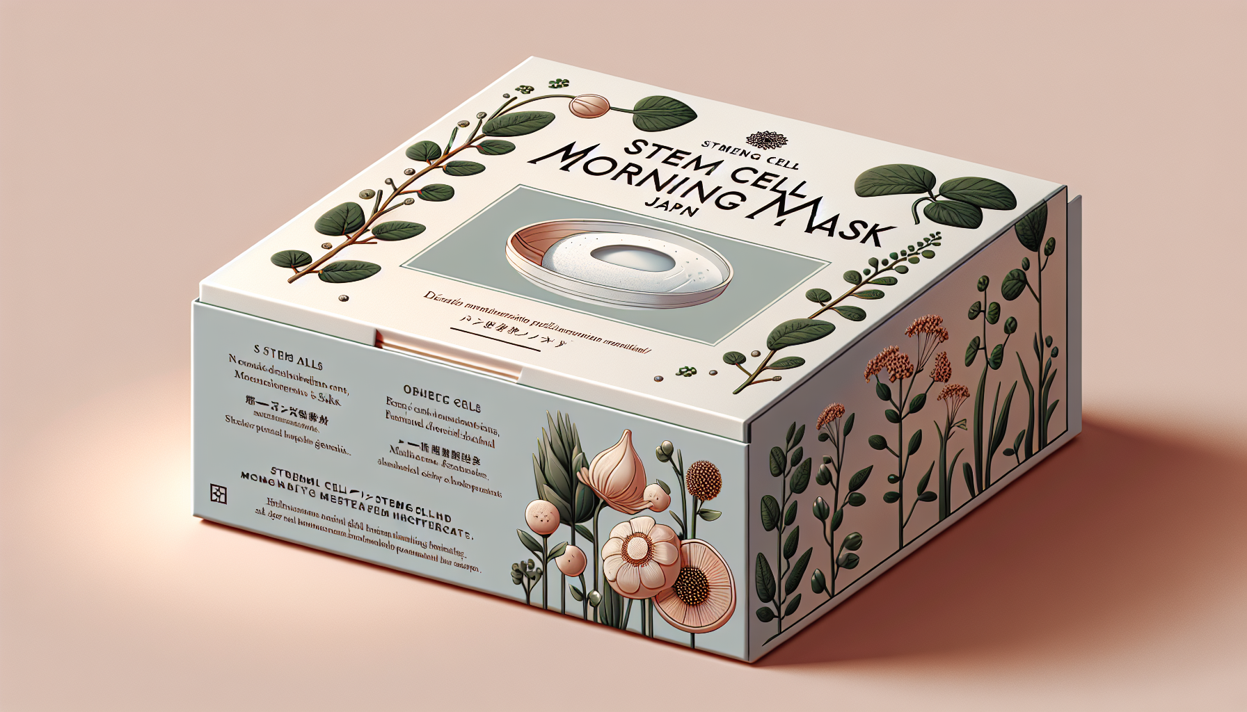 KYOGOKU signature stem cell morning mask packaging with natural ingredients around it