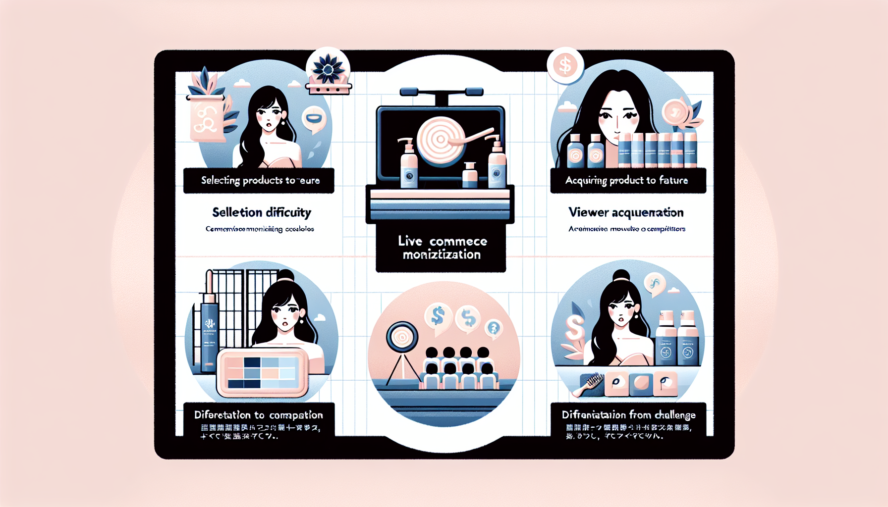 Infographic illustrating common challenges in live commerce monetization.