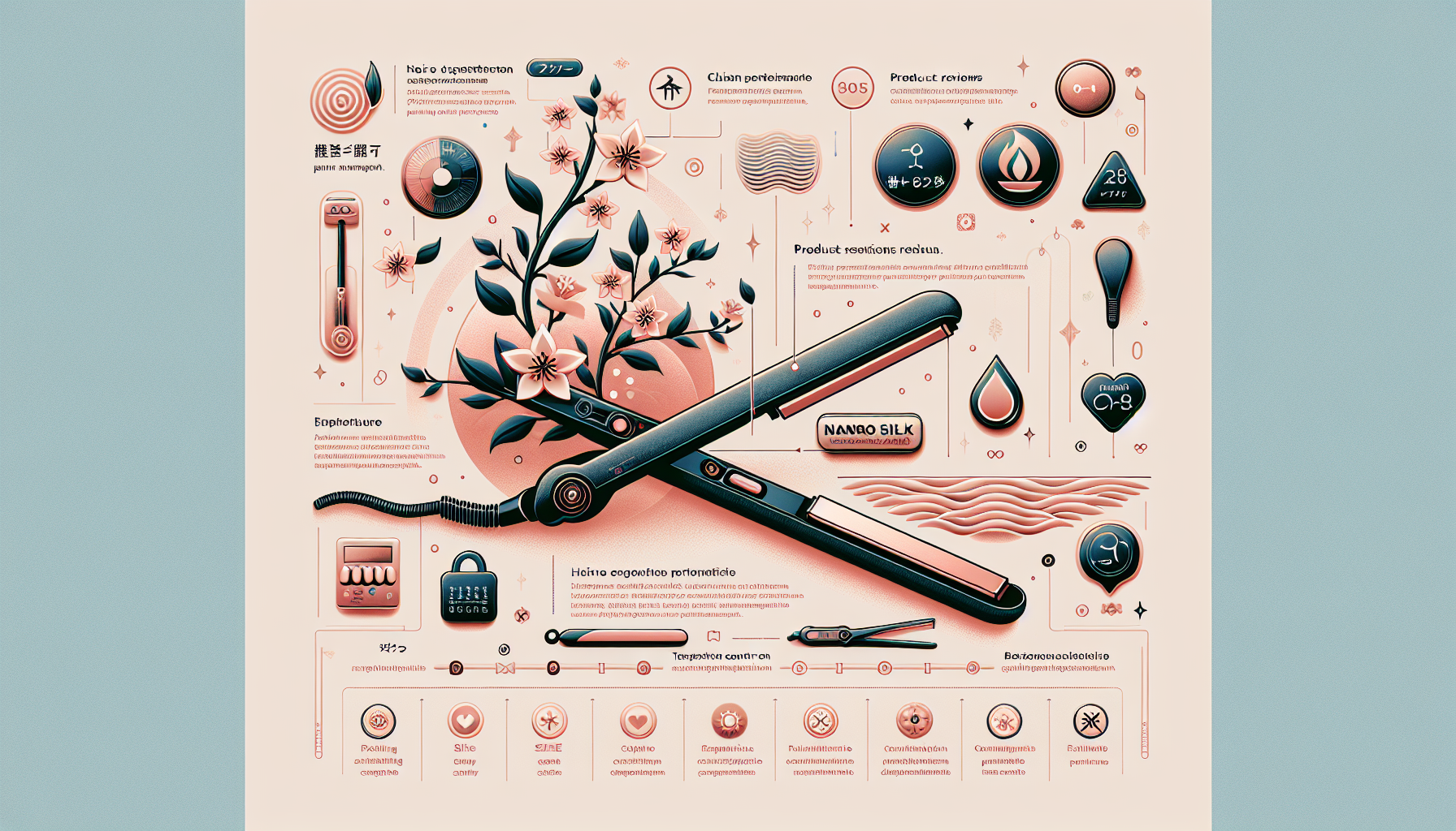 Infographic detailing key features to consider when choosing a nano silk straightener.
