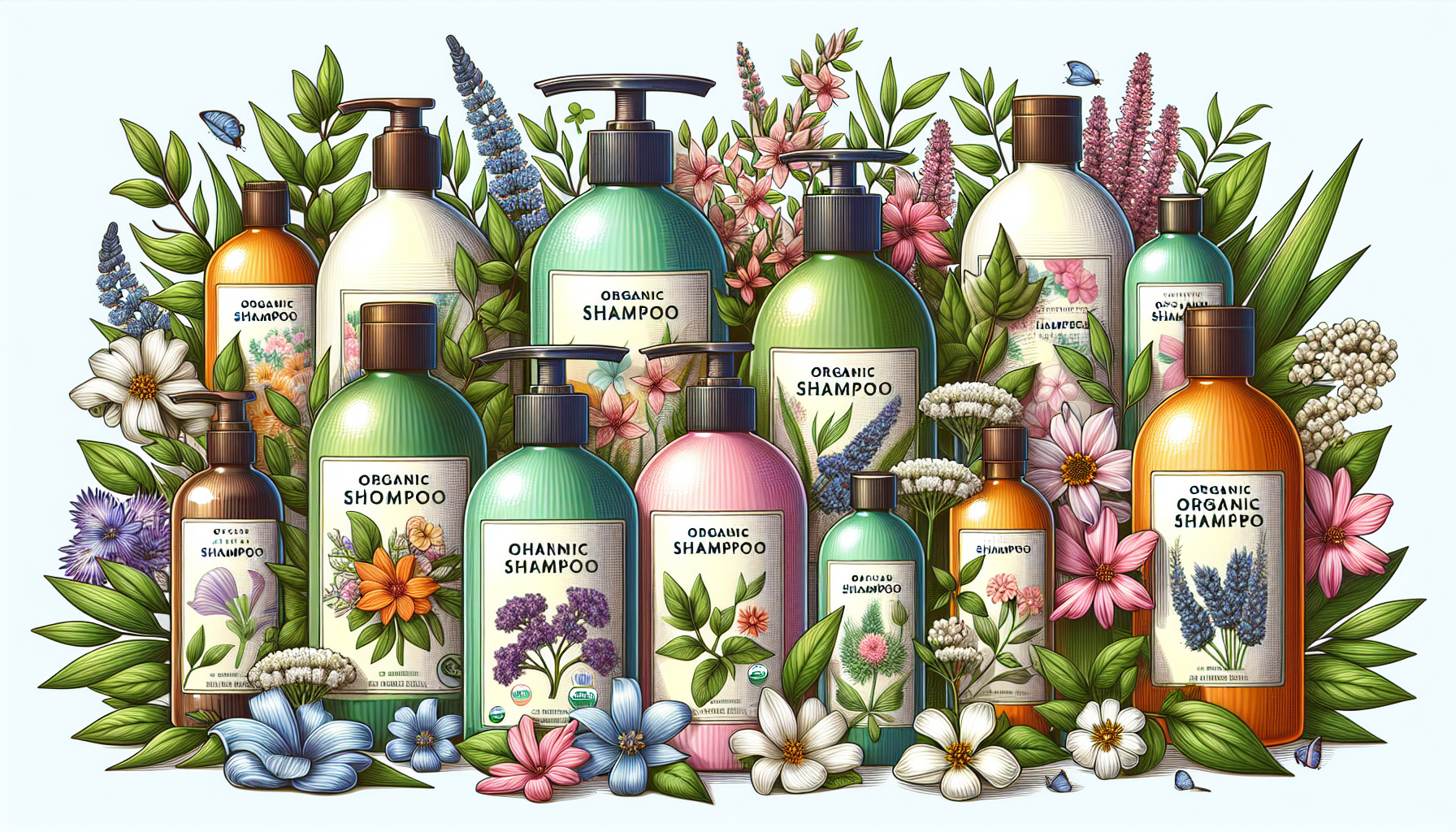 Collection of popular organic shampoo products featured in the article.