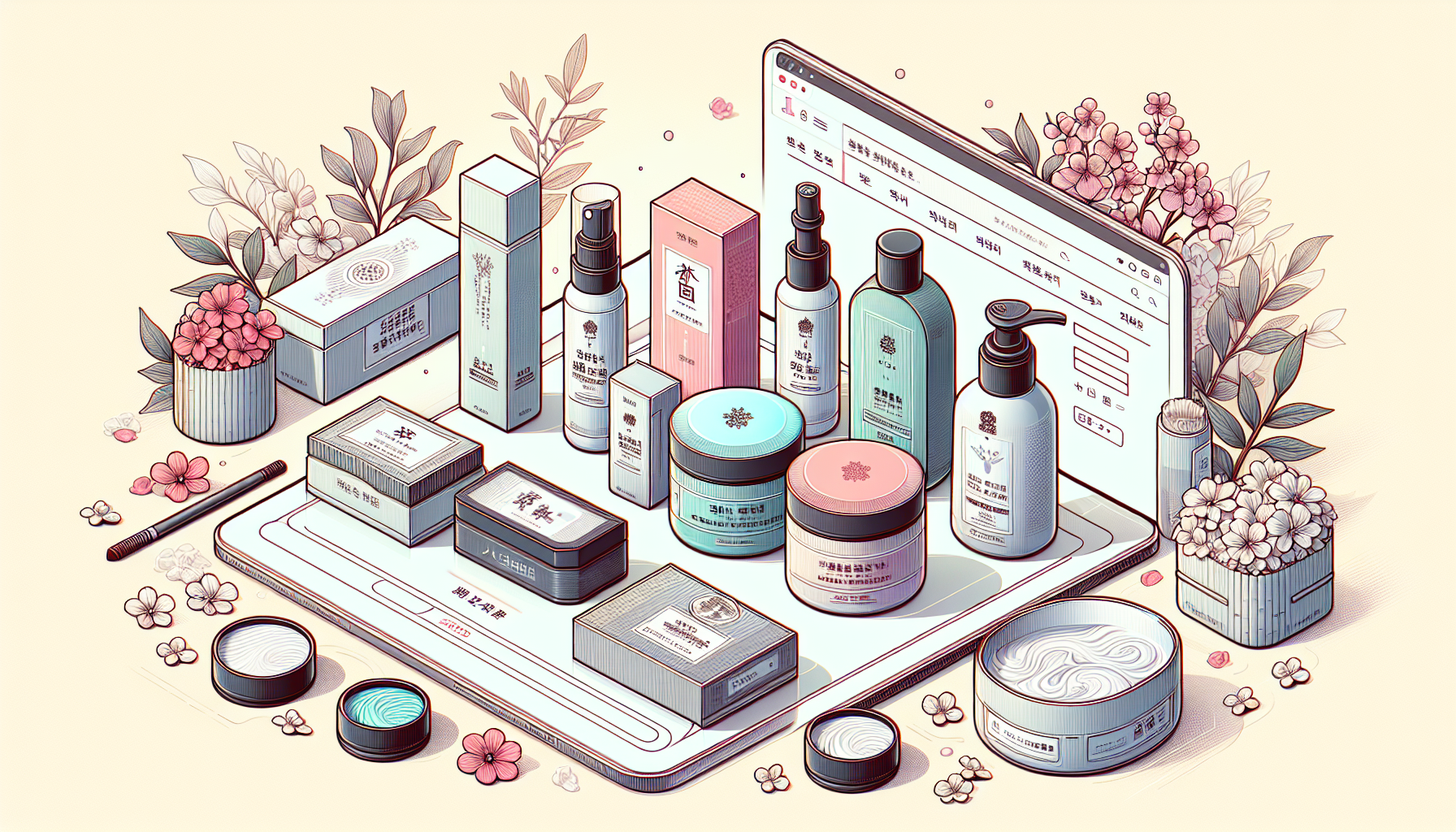 Popular Korean skincare and haircare products on an e-commerce website