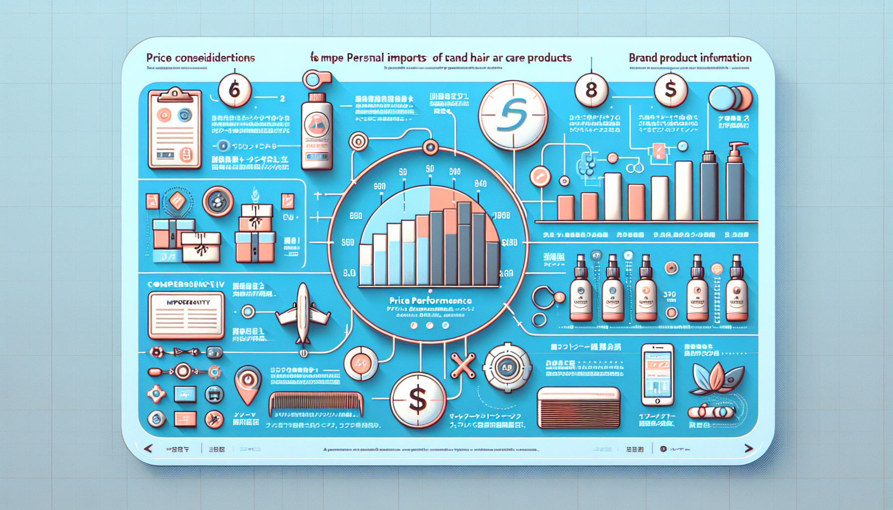 Infographic on key points for selecting personal import products, focusing on price, brand reliability, and information availability.