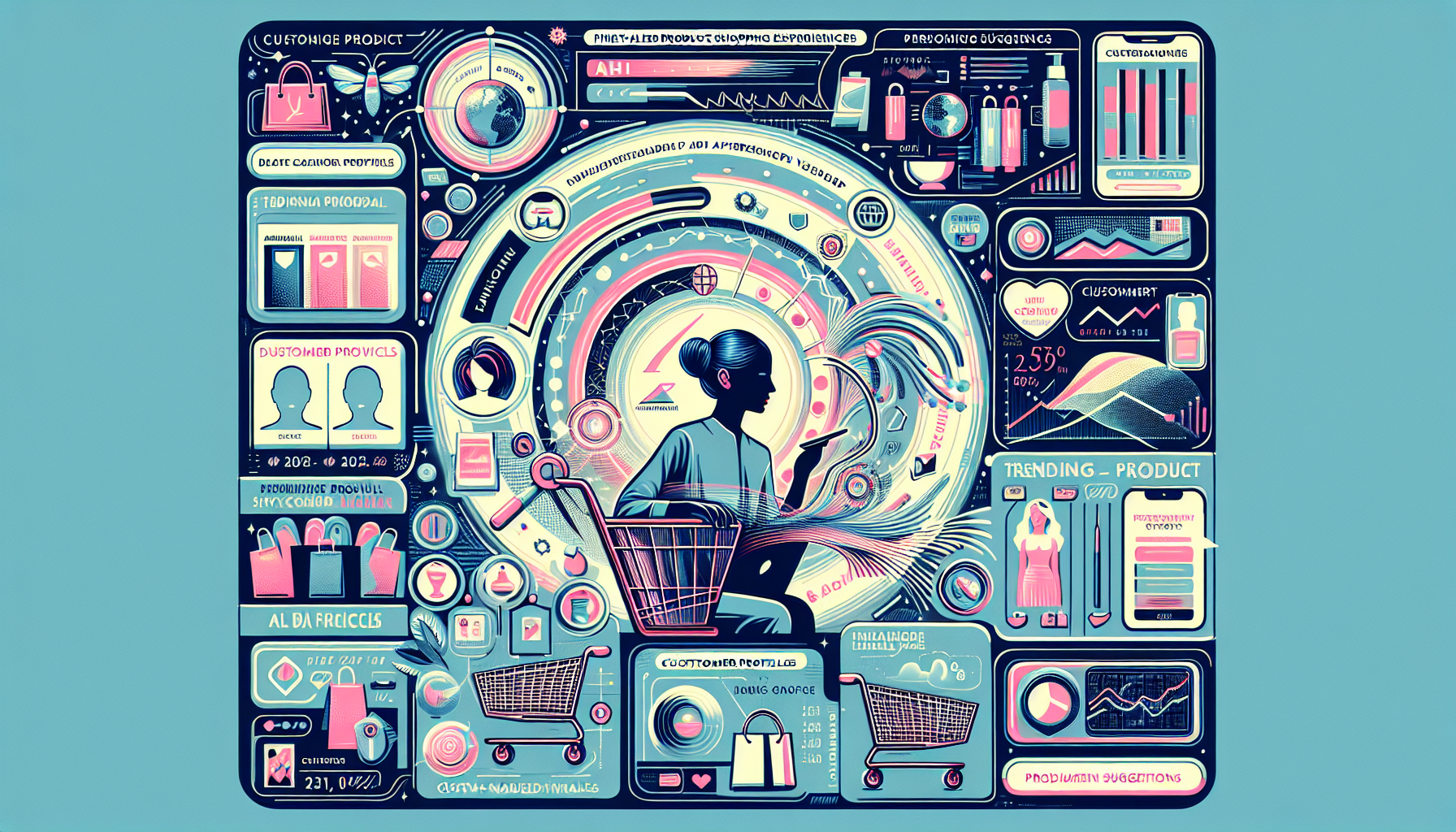 Graphic showcasing personalized e-commerce trends for 2026, featuring digital interfaces and customer-centric design.