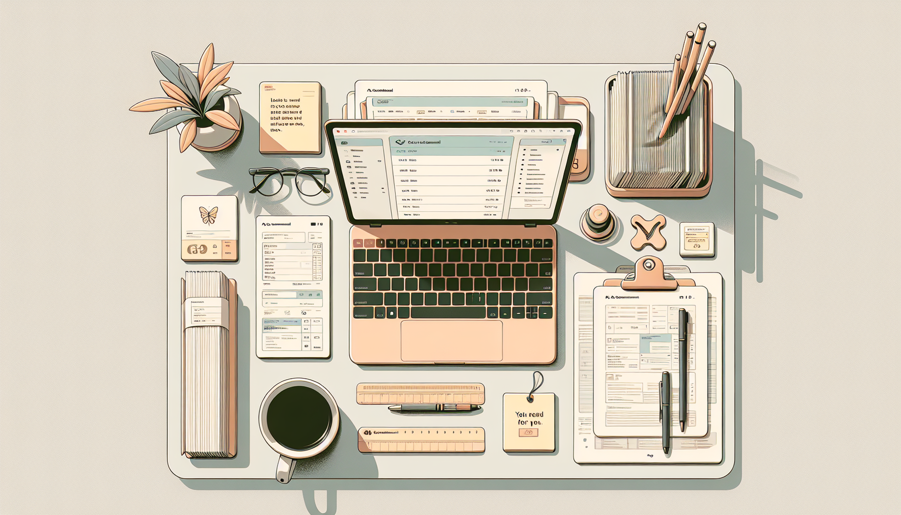 Organized workspace for efficient tax filing of side business income.
