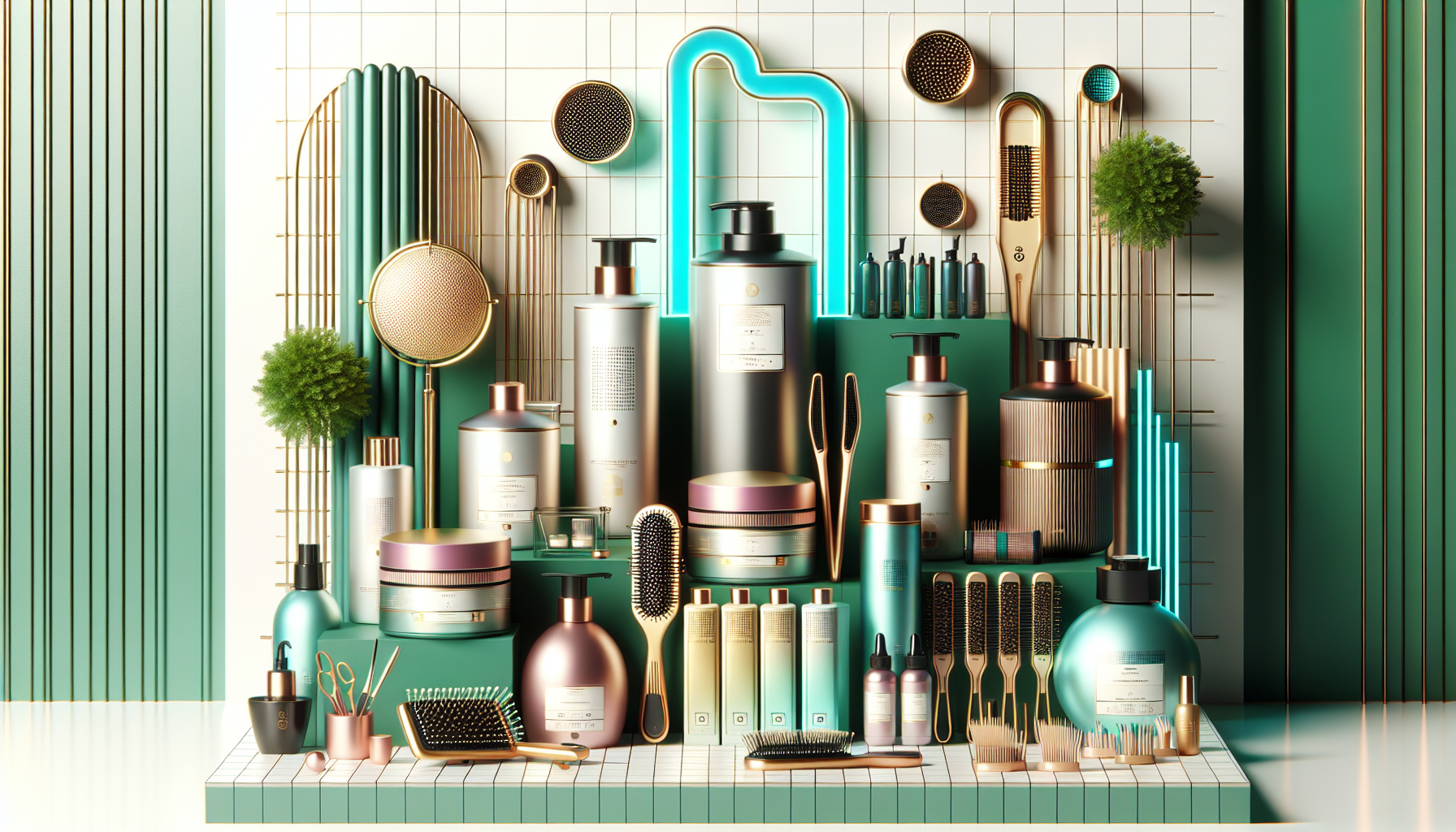 Lifestyle image showcasing top trending hair care products for 2026 on a vanity.