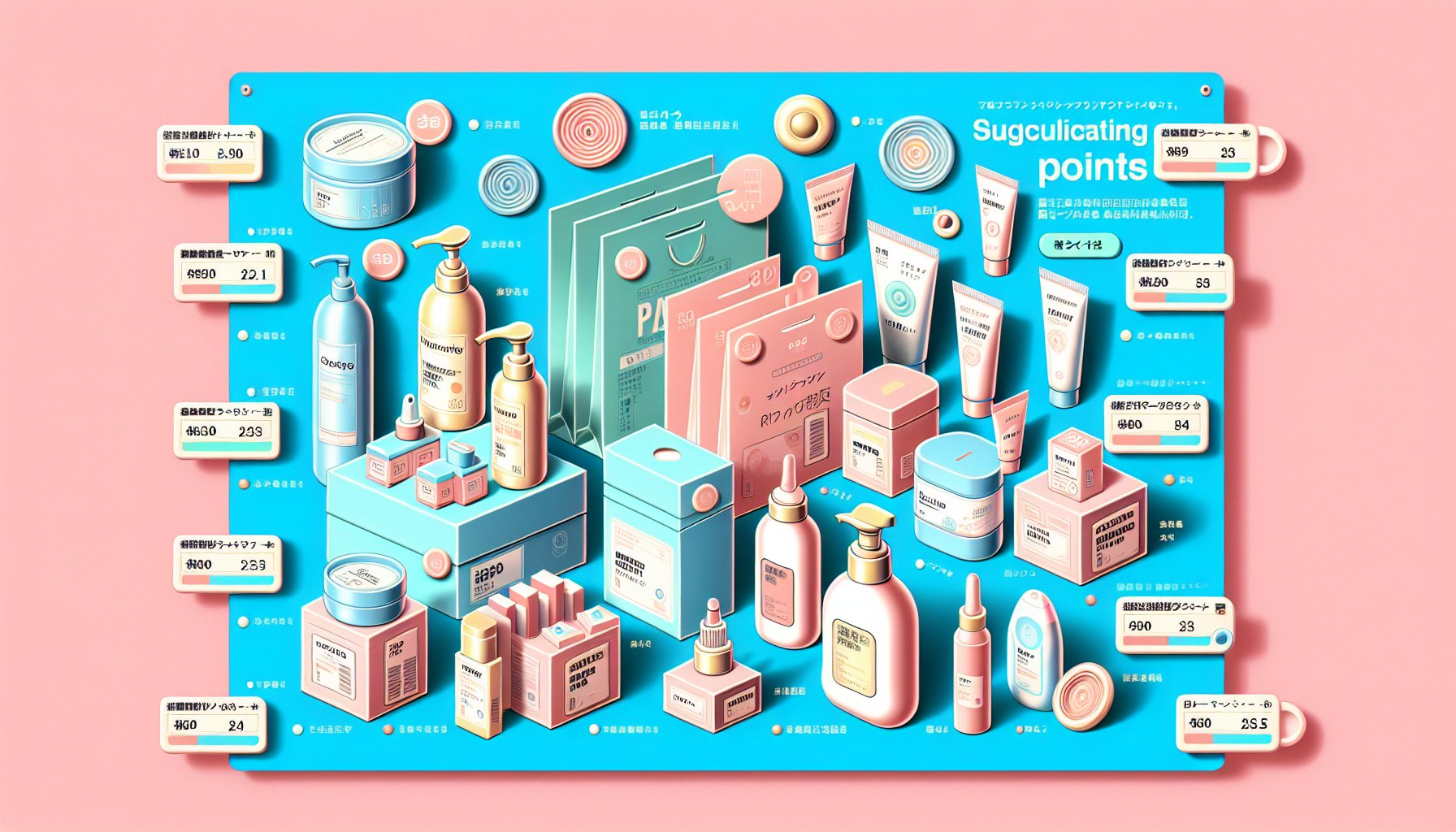Collage of recommended skincare and haircare products for point collection.
