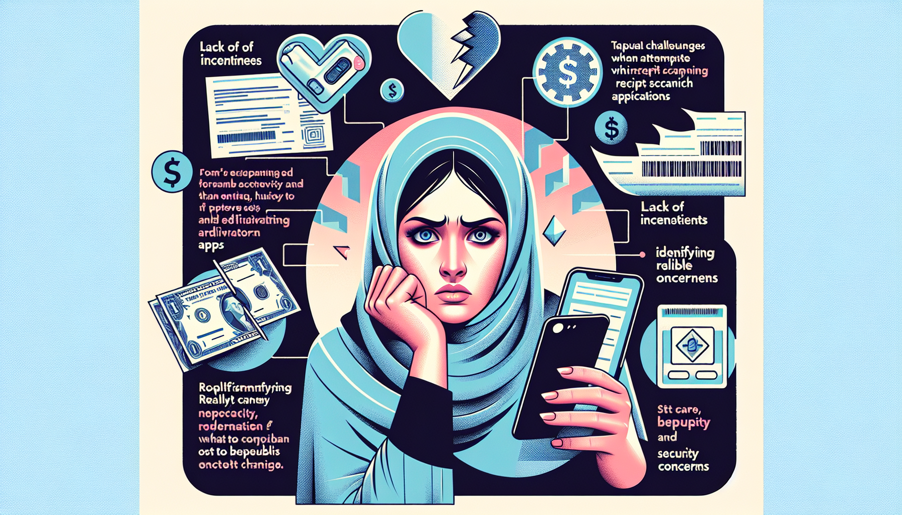 Infographic illustrating common challenges with receipt scanning apps.
