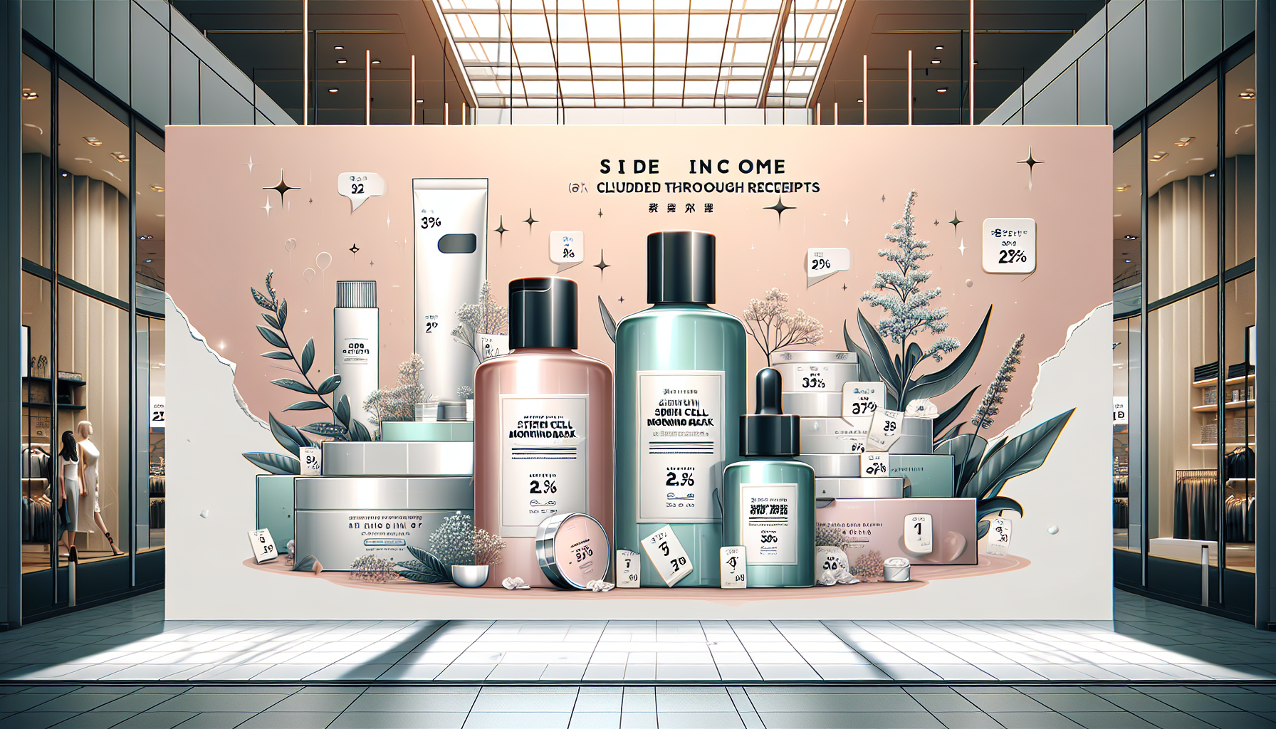 Collage of recommended beauty products from LCJ Mall for earning side income through receipts.