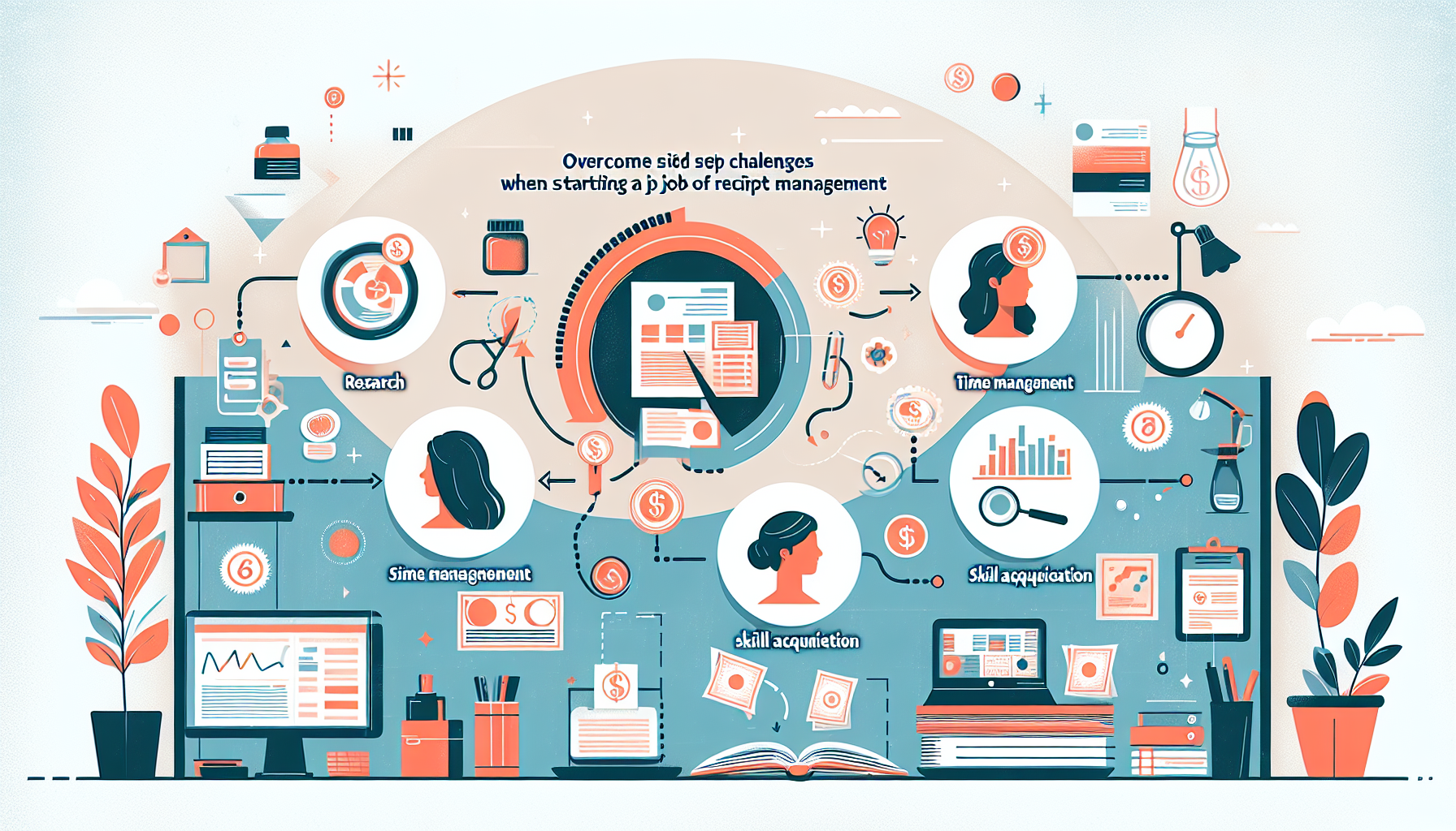 Infographic illustrating solutions for overcoming challenges in starting a receipt side job.