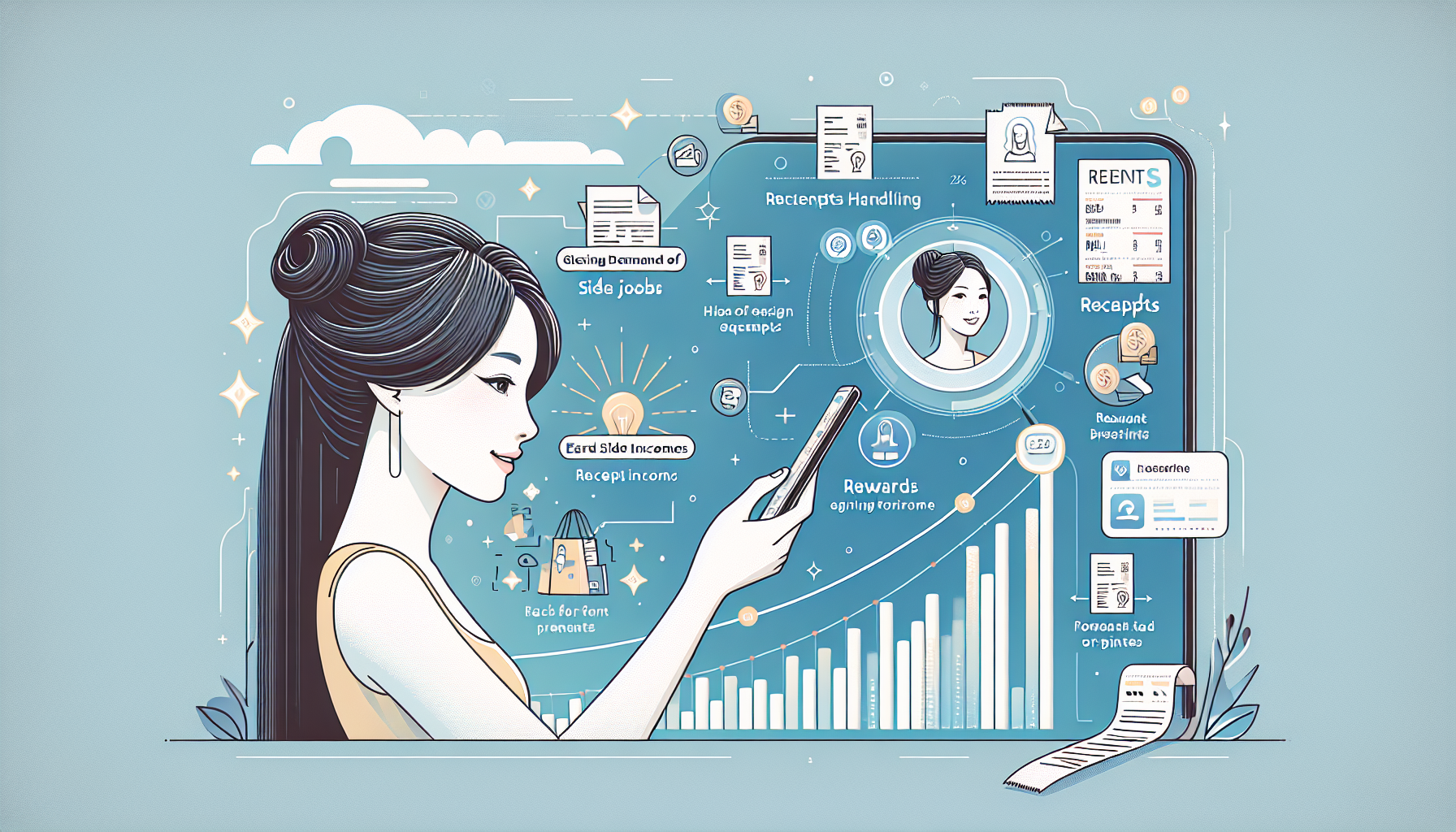 Infographic showing the trend of receipt side jobs in 2026 with statistics.