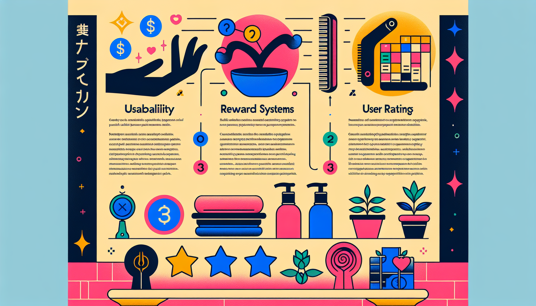 Infographic showing the criteria for choosing receipt side business apps: usability, reward systems, user ratings.