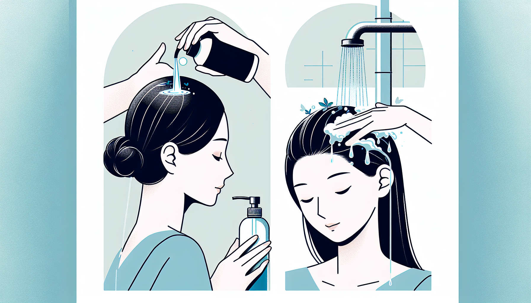 Visual guide for a proper hair care routine for scalp treatment.