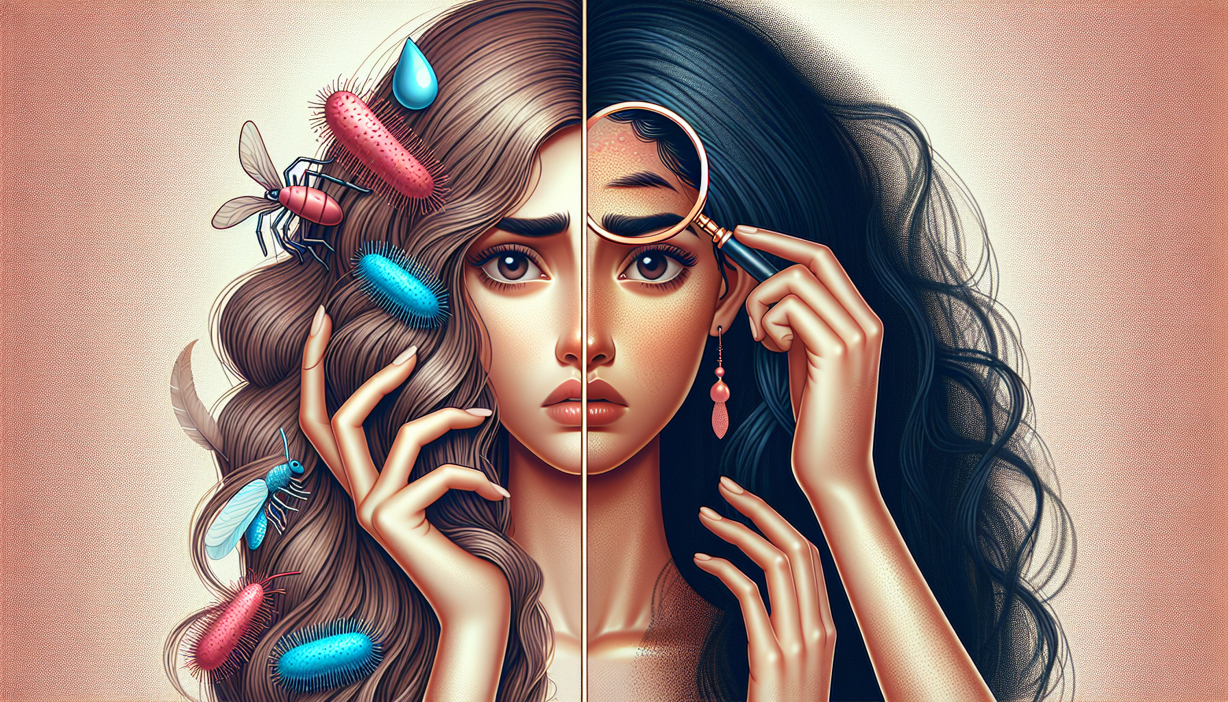 Illustration of common hair concerns like dryness and itchy scalp.