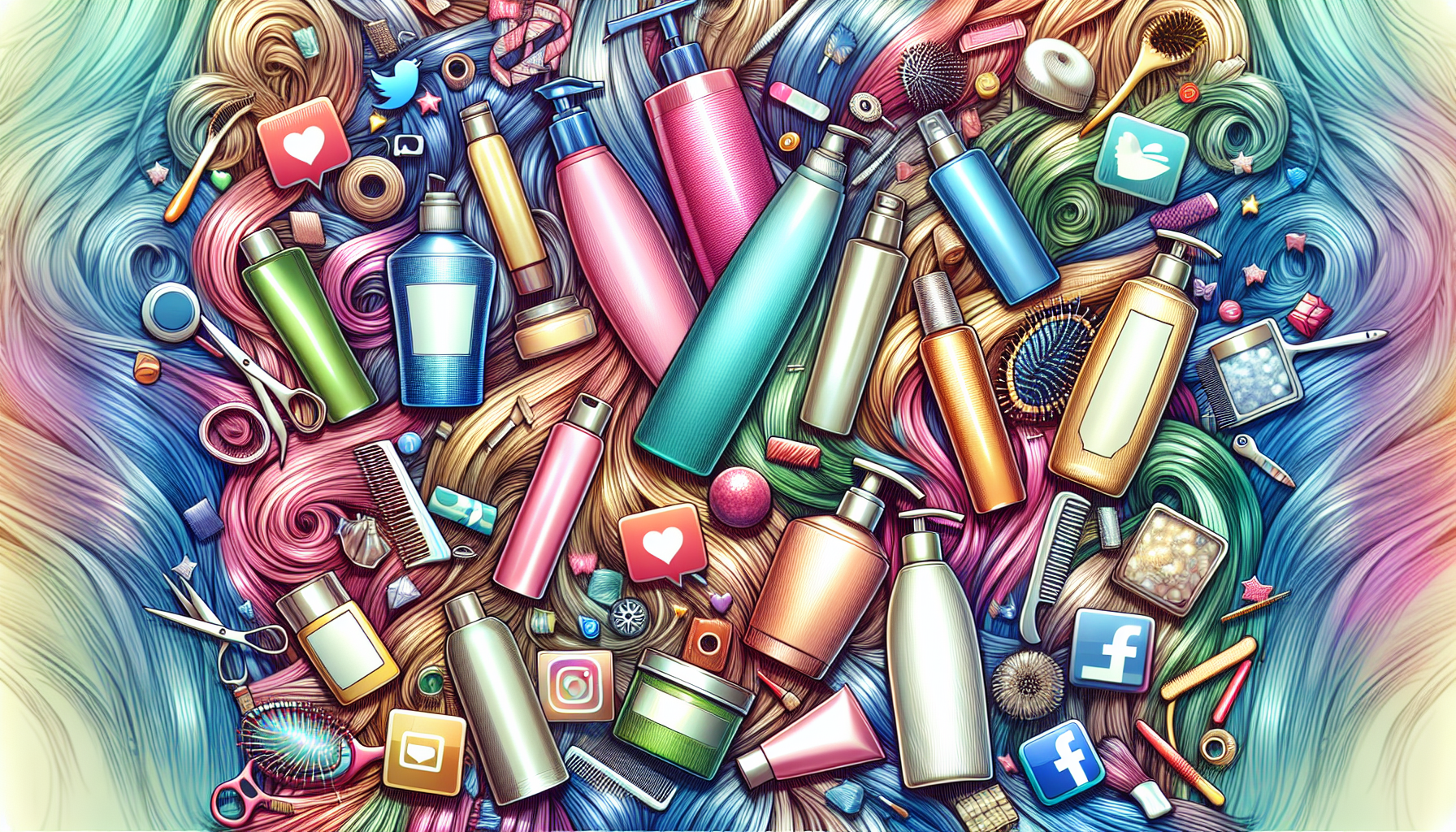 Collage of shampoo products and social media icons representing 2026 hair care trends.