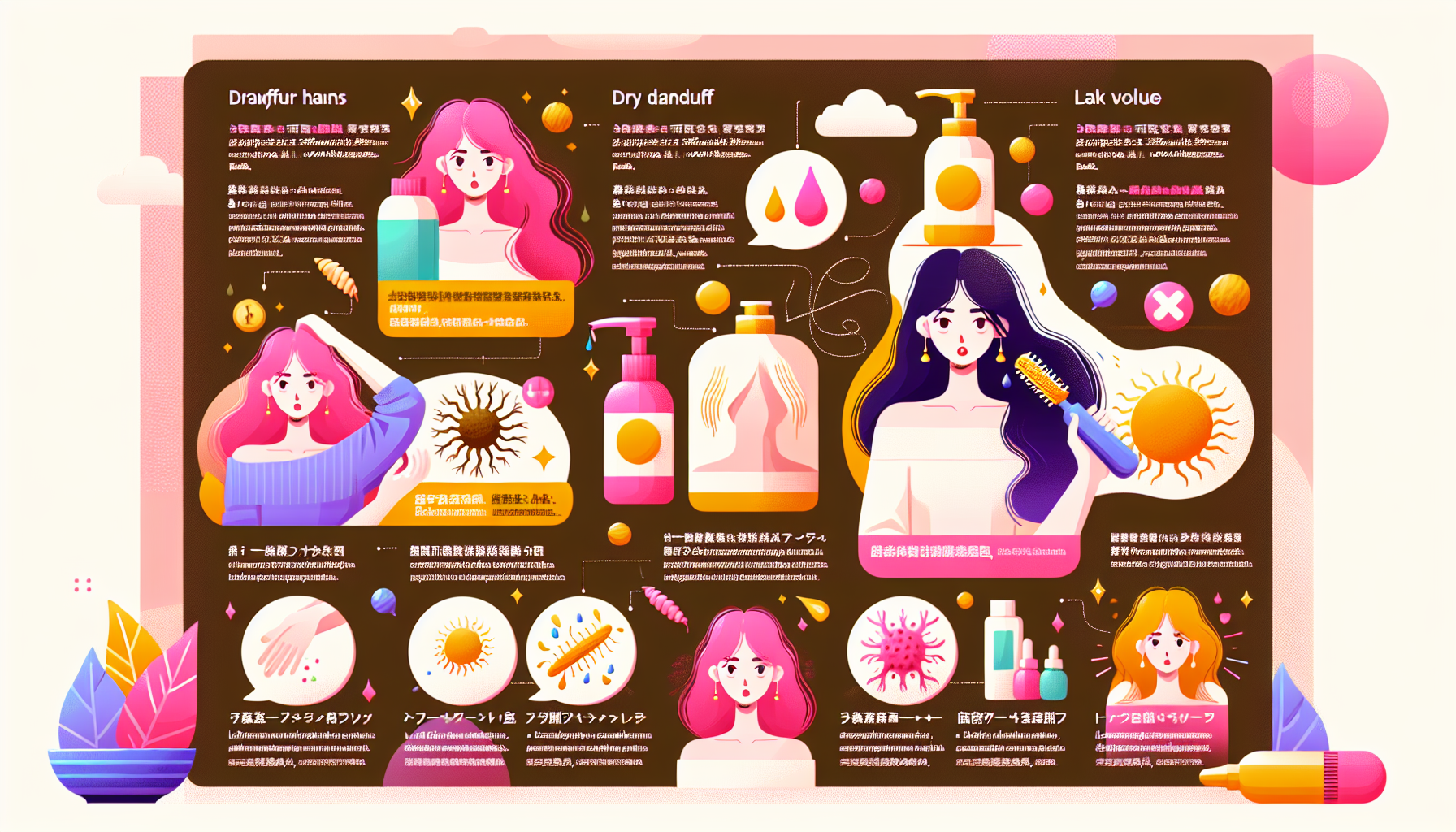 Common hair problems and solutions infographic.