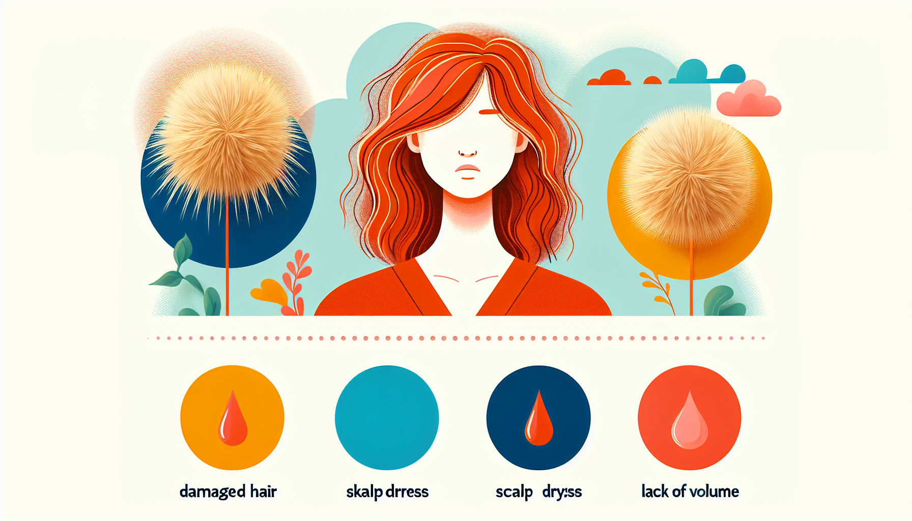 Infographic showing common hair problems and their visual representations.