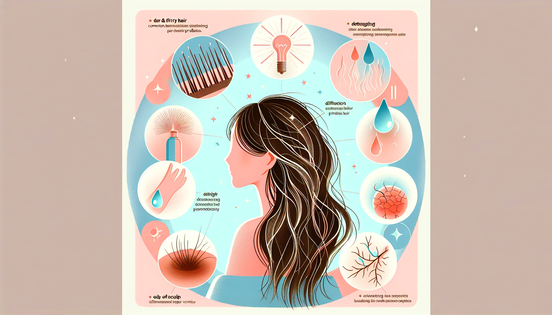 Infographic showing common hair problems related to hair care.