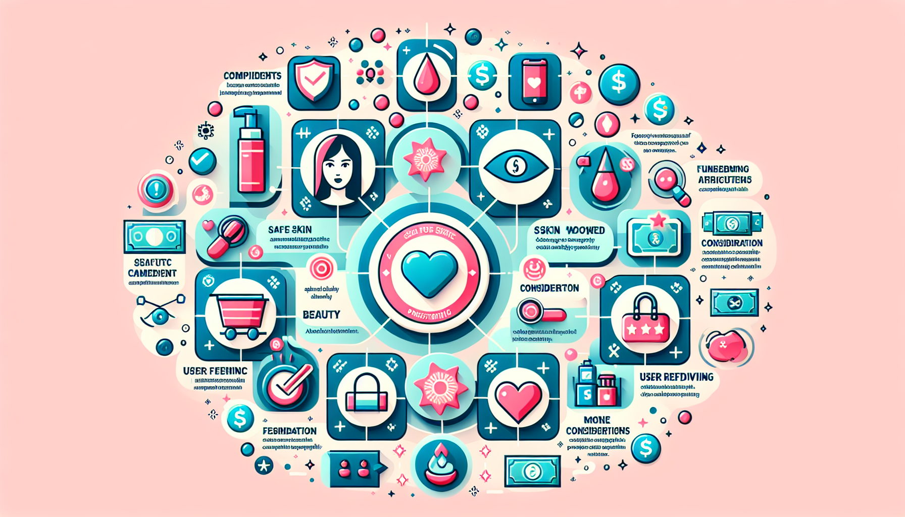 An infographic depicting key considerations when choosing skincare products.
