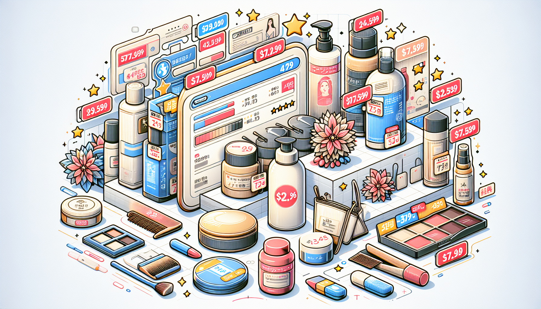 Collage of top-selling products on TikTok Shop, highlighting beauty items with prices and ratings.