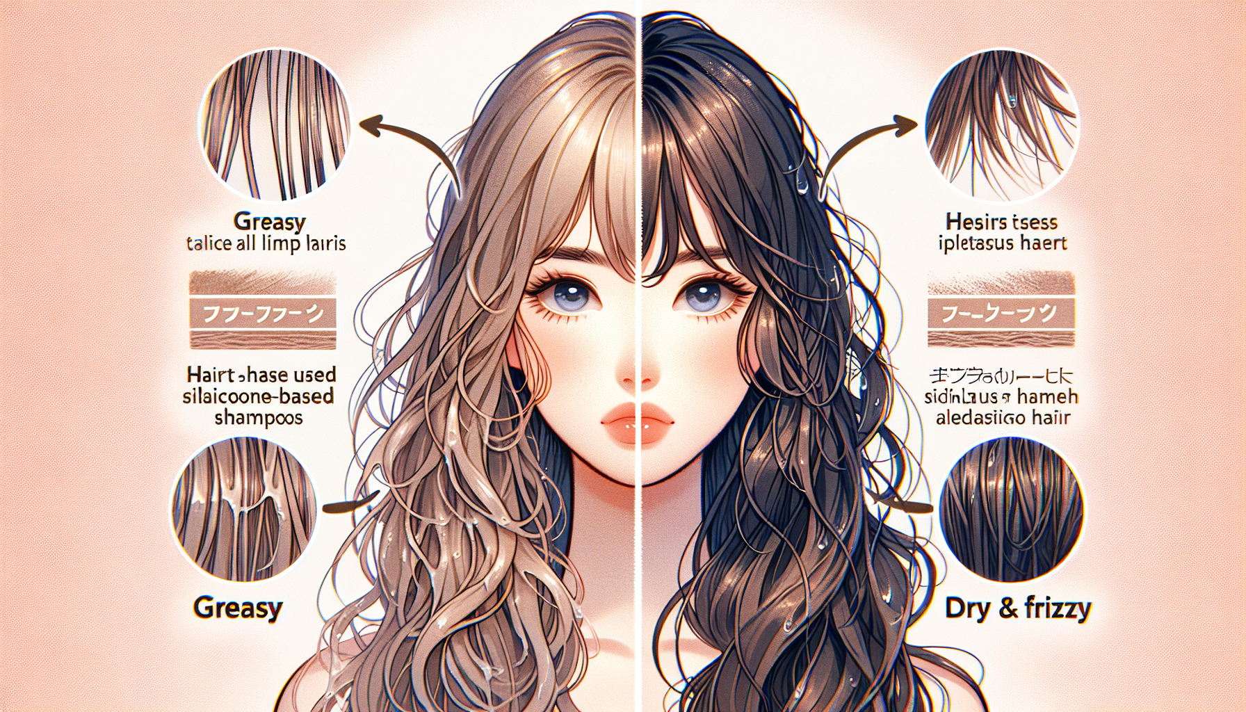 Comparison of common hair issues caused by silicone-based shampoos.