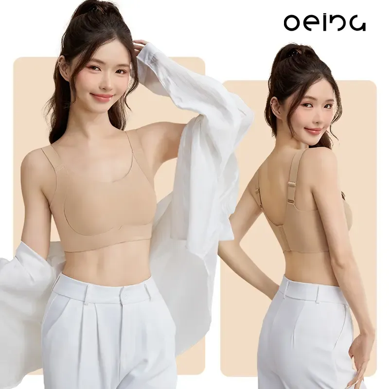 【OEING】2ピースの女性用下着、大きな胸の下着、小さくてたるみ防止、薄くて通気性のある、ベストスタイルのフルカップアンチコンベックスブラ、負担を軽減し、よりリラックスした気分にさせます#51 8