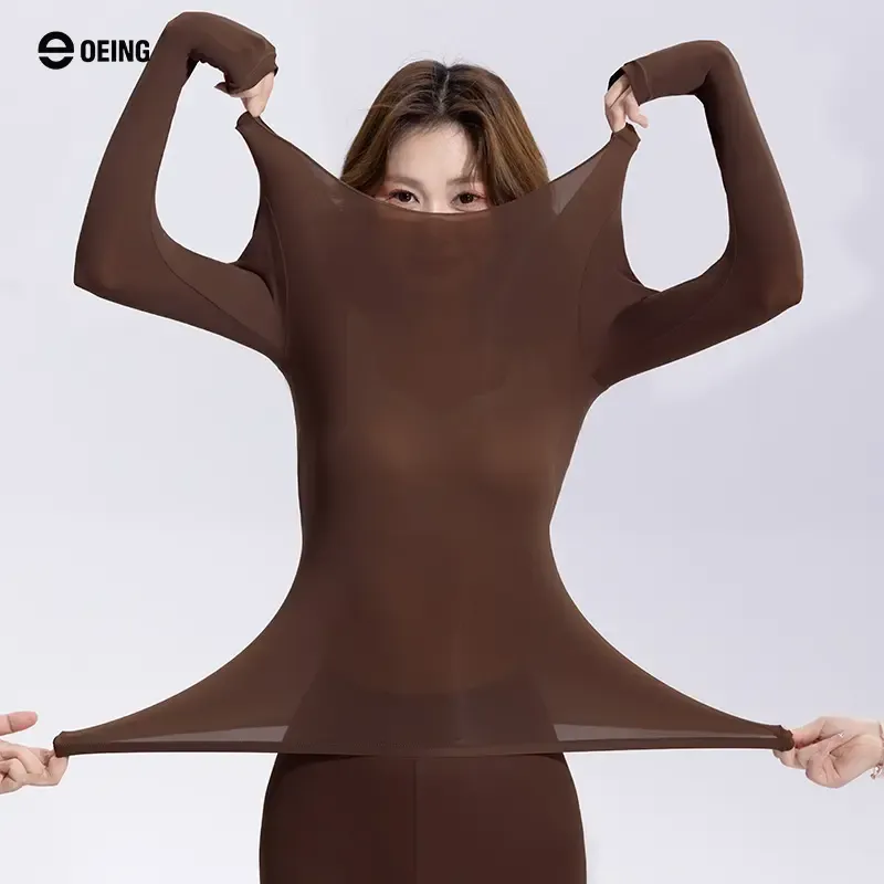 【OEING】【2点セット】秋冬に暖かく、シームレスで見えない、スリムフィットのベースレイヤーアンダーウェア、シルキーで滑らかで肌に優しい#202 5