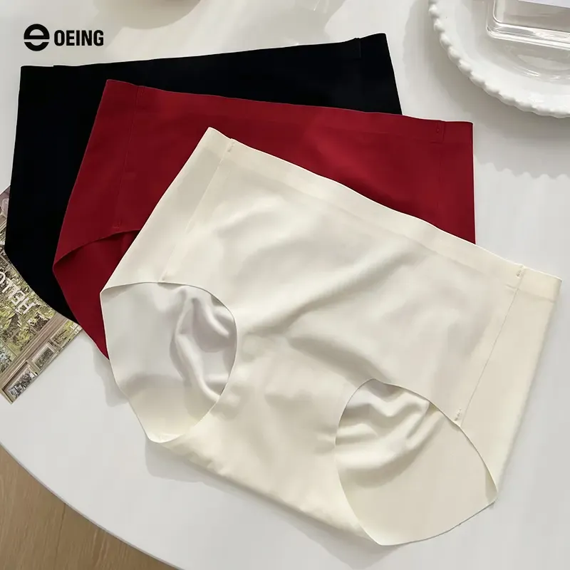 【OEING 】【7点セット】抗菌・シームレス レディースショーツ、3Dヒップインプリント、肌なじみのフェイスマスク付き、ミドルウエストのトライアングルショーツ