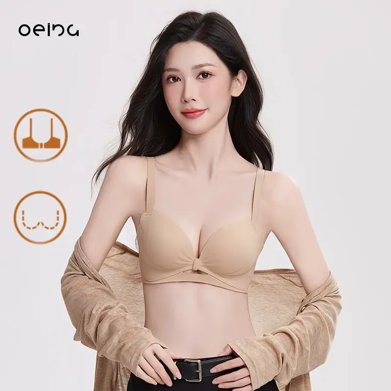 【OEING】【2点セット】ワイヤーフリーのブラは、たるみや外側へのロールを防ぎ、強力なサポートを提供し、通気性と快適さを備えており、すべての季節に適しています。 パンティーは普段着に快適で、あなたのセクシーアピールを高めます。#0 1 2