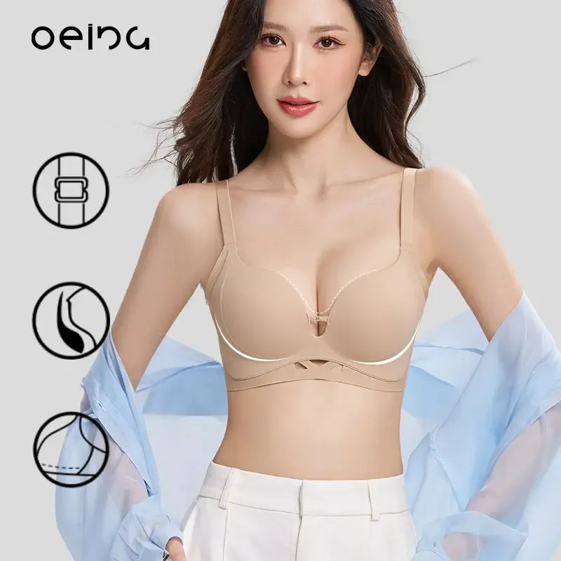 【OEING】2点セット、レディースブラ、プッシュアップブラ、快適で滑らか、たるみを防ぐプルアップ、サイドサポート付き、オールシーズン着用可能、魅力を高める#256 8