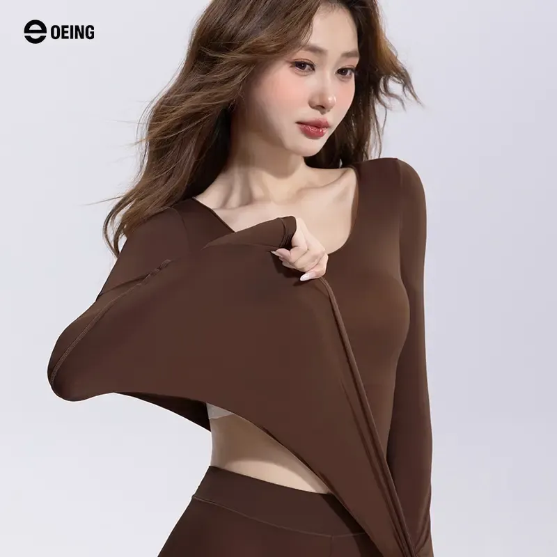 【OEING】【2点セット】秋冬に暖かく、シームレスで見えない、スリムフィットのベースレイヤーアンダーウェア、シルキーで滑らかで肌に優しい#202 5