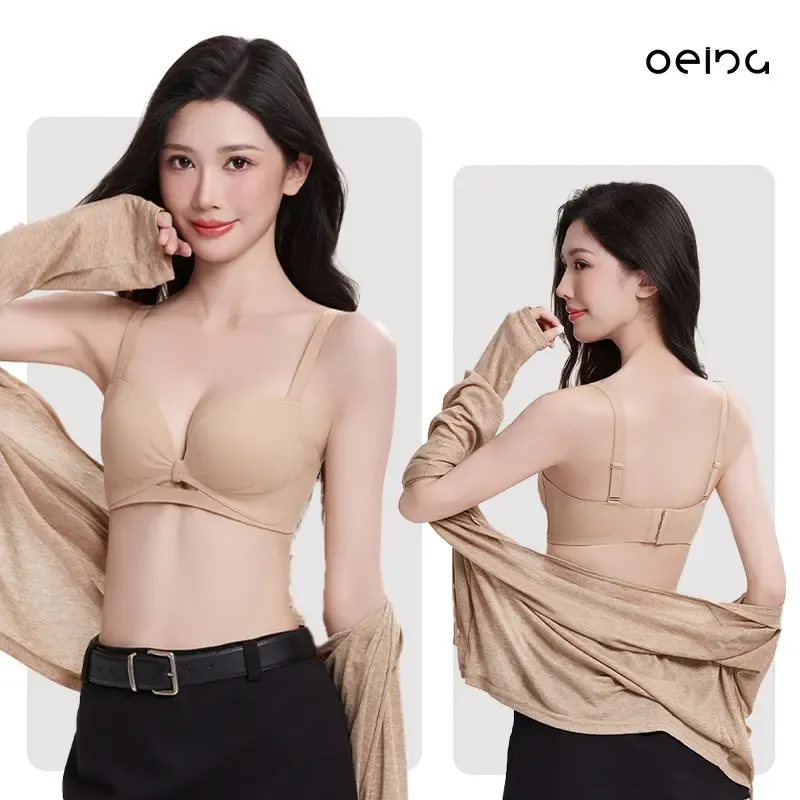 【OEING】【2点セット】ワイヤーフリーのブラは、たるみや外側へのロールを防ぎ、強力なサポートを提供し、通気性と快適さを備えており、すべての季節に適しています。 パンティーは普段着に快適で、あなたのセクシーアピールを高めます。#0 1 2