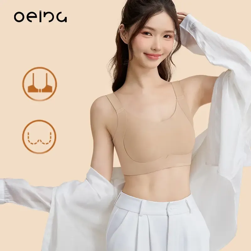 【OEING】2ピースの女性用下着、大きな胸の下着、小さくてたるみ防止、薄くて通気性のある、ベストスタイルのフルカップアンチコンベックスブラ、負担を軽減し、よりリラックスした気分にさせます#51 8