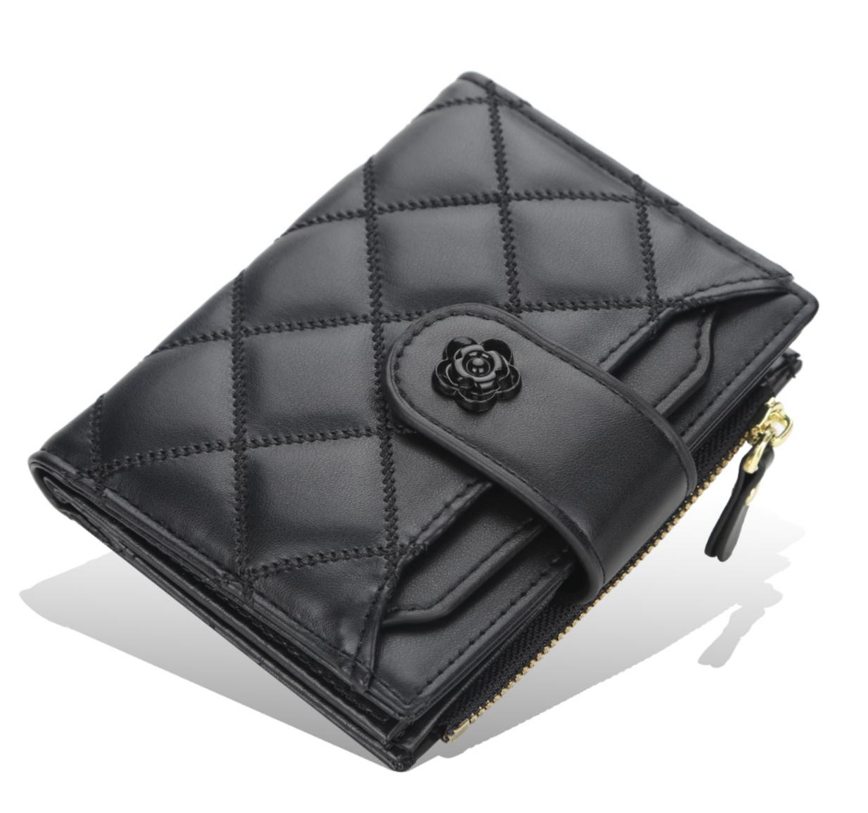 KYOGOKU Rose Lock Wallet 三つ折り財布 上品キルティング ローズロック カード16枚収納 コンパクトウォレット レディース