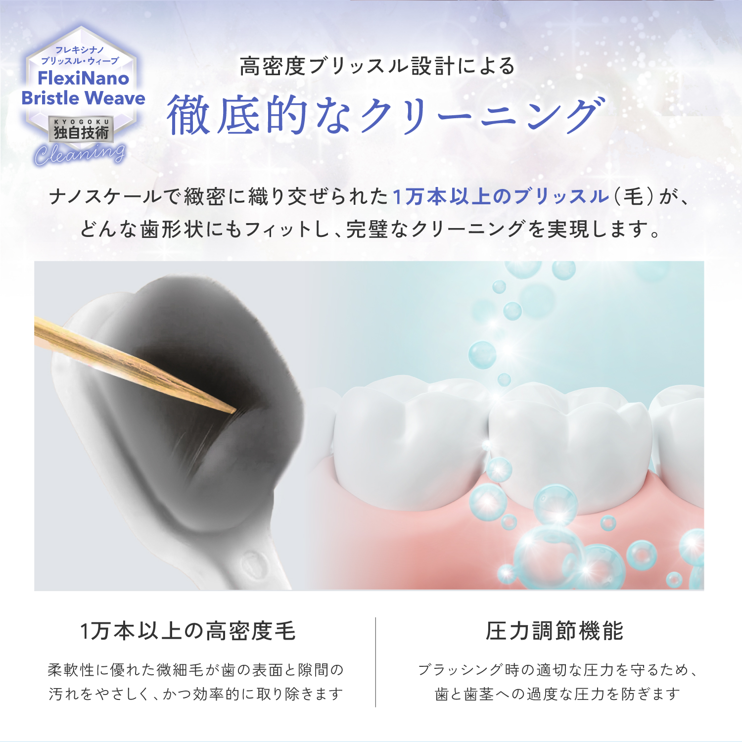 KYOGOKU クリスタルホワイトニングブラシ 歯ブラシ 美白 濃密毛 除菌 現役歯科医師監修 やわらかめ プレミアム 口臭ケア 歯周病予防