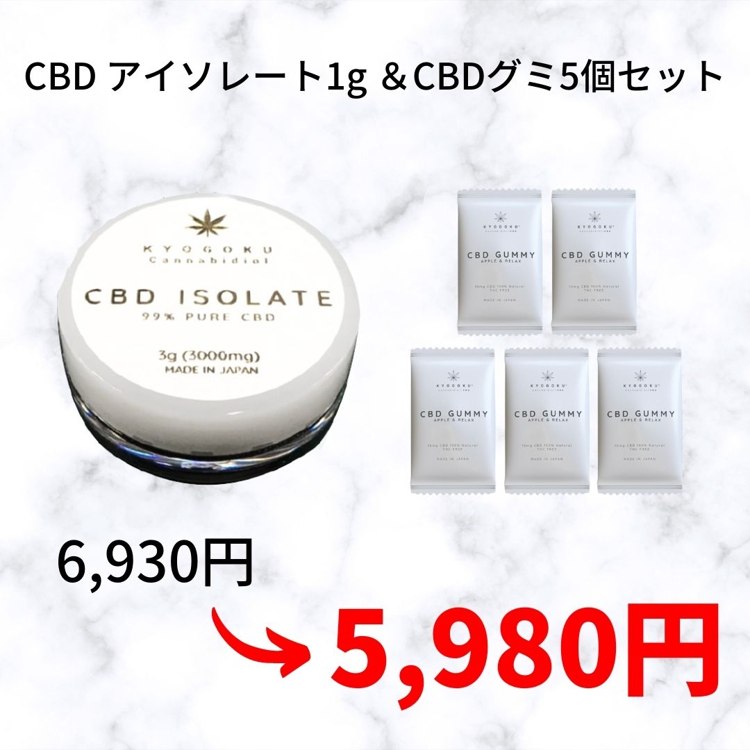 CBD アイソレート1g ＆CBDグミ5個セット