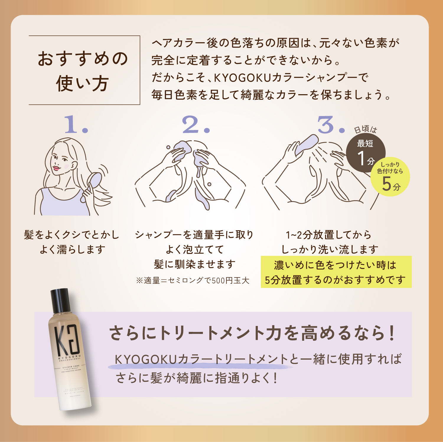 KYOGOKU カラーシャンプー アッシュブラック 200ml カラー シャンプー 白髪 サロンシャンプー アッシュ ブラック ブリーチ髪 ダメージケア サロン専売品