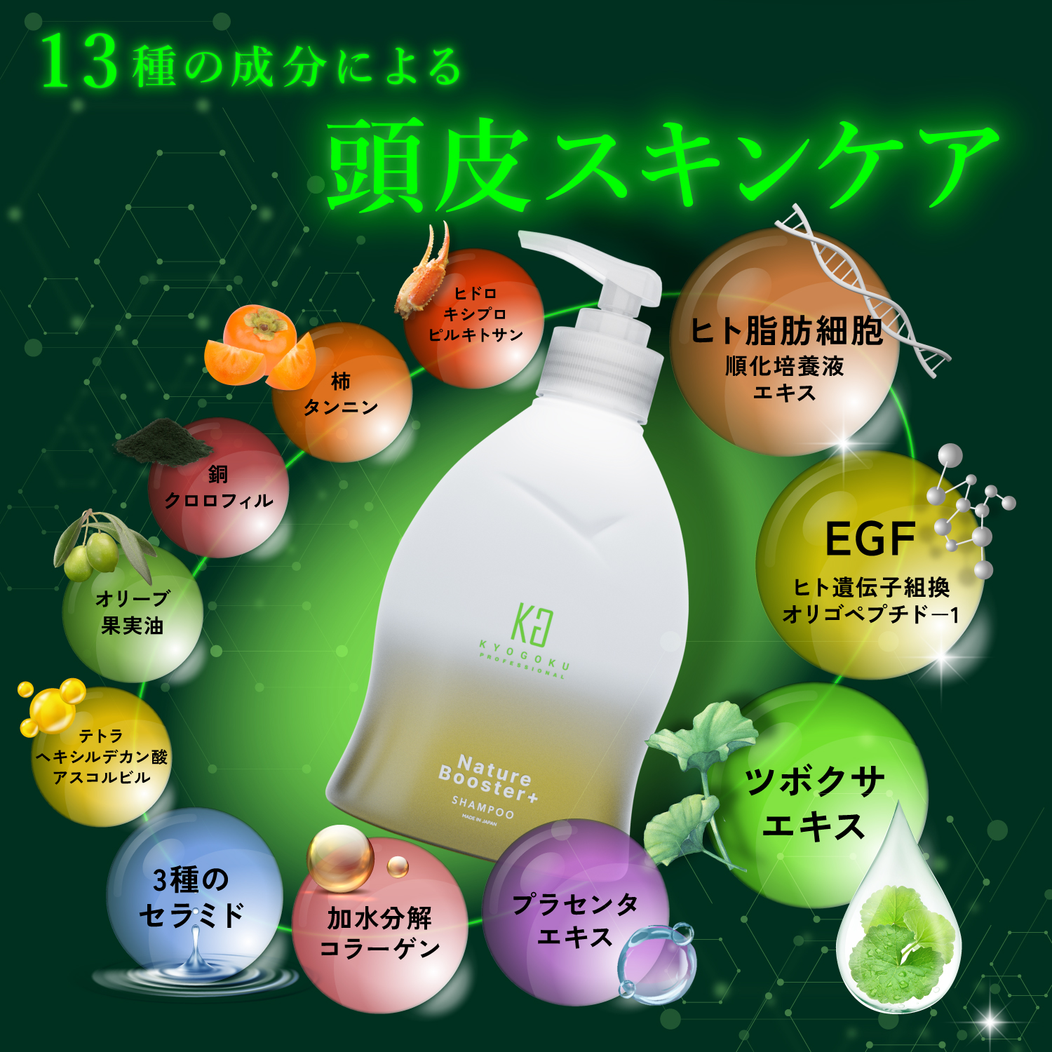 KYOGOKU ネイチャーブースター+シャンプー 育毛シャンプー 薬用トニック 男女兼用 無添加