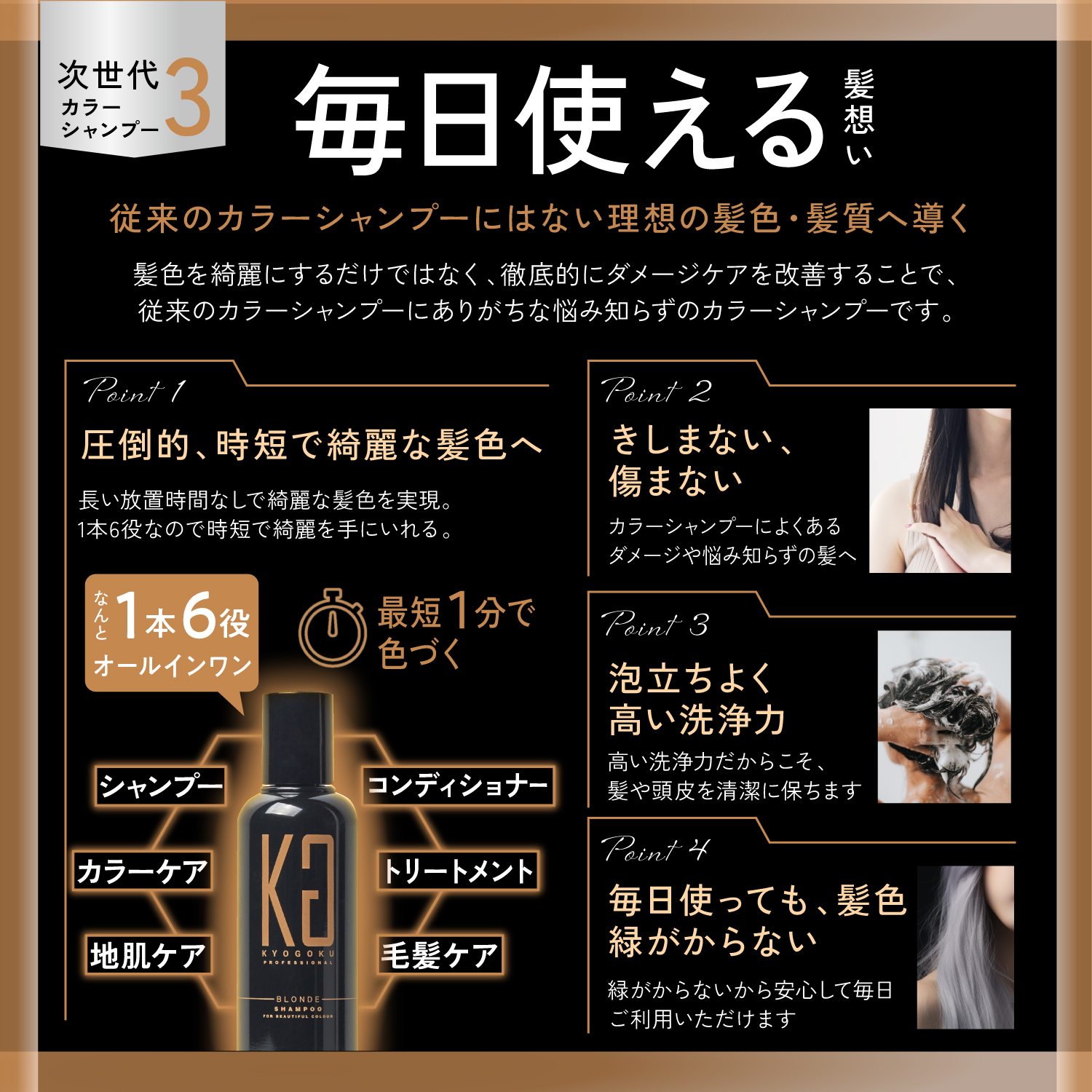 KYOGOKU ブロンドカラーシャンプー ブラウンシャンプー ミルクティーシャンプー