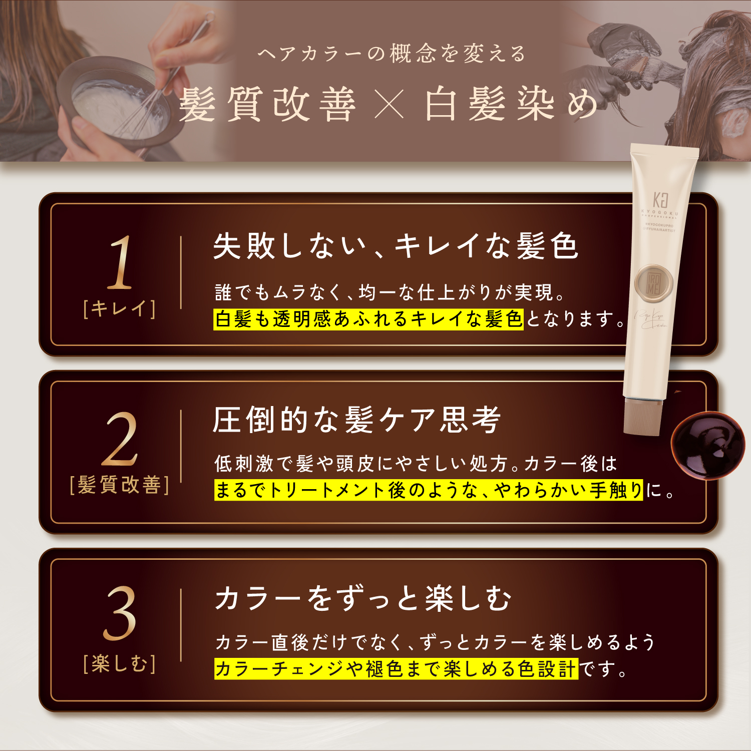 KYOGOKU IROME メタリックグレー Noble Collectionイロミー ヘアカラー 白髪染め 医薬部外品 1剤 低刺激 美容室専売品 部分染め